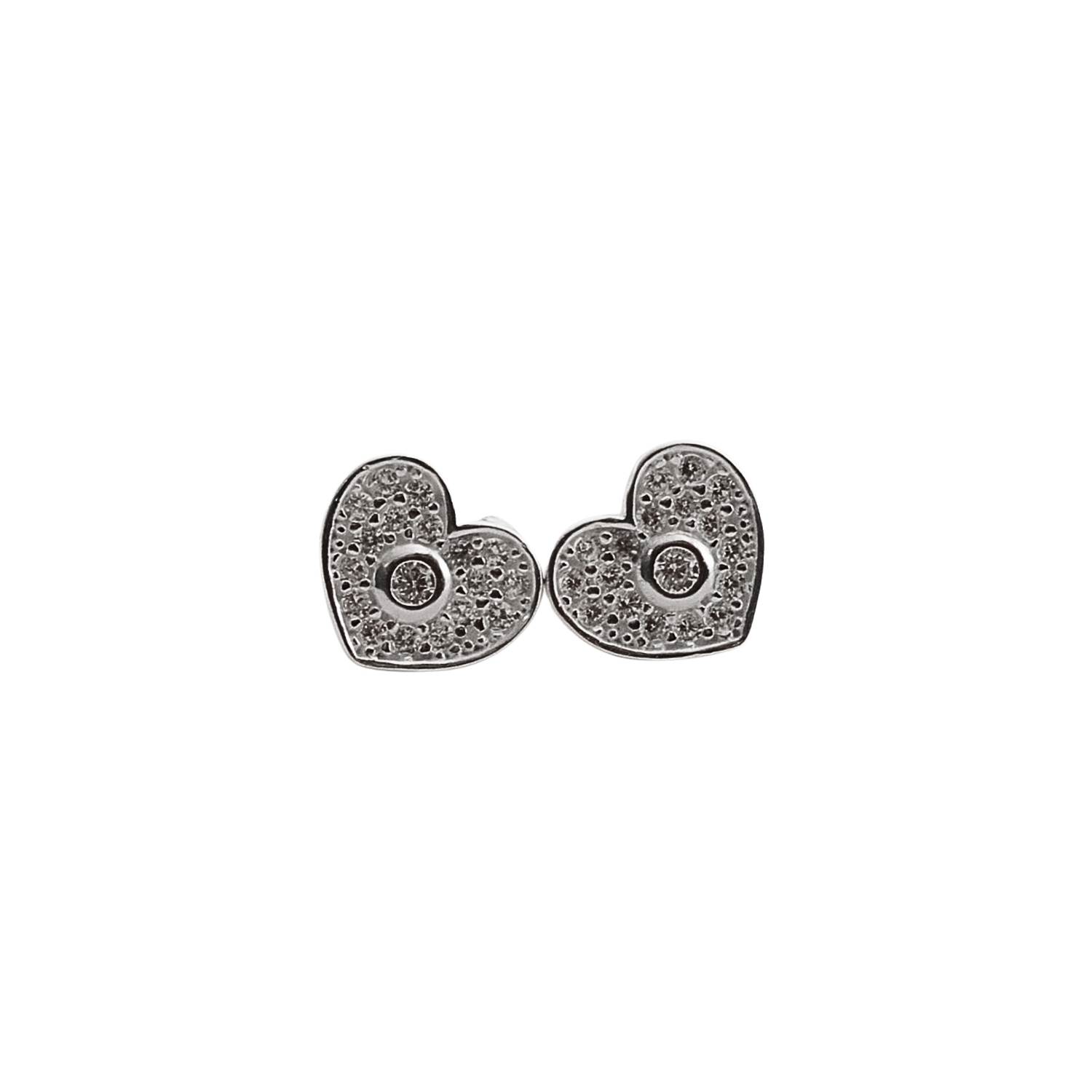 Brinco coração cravejado detalhe zircônia 8mm