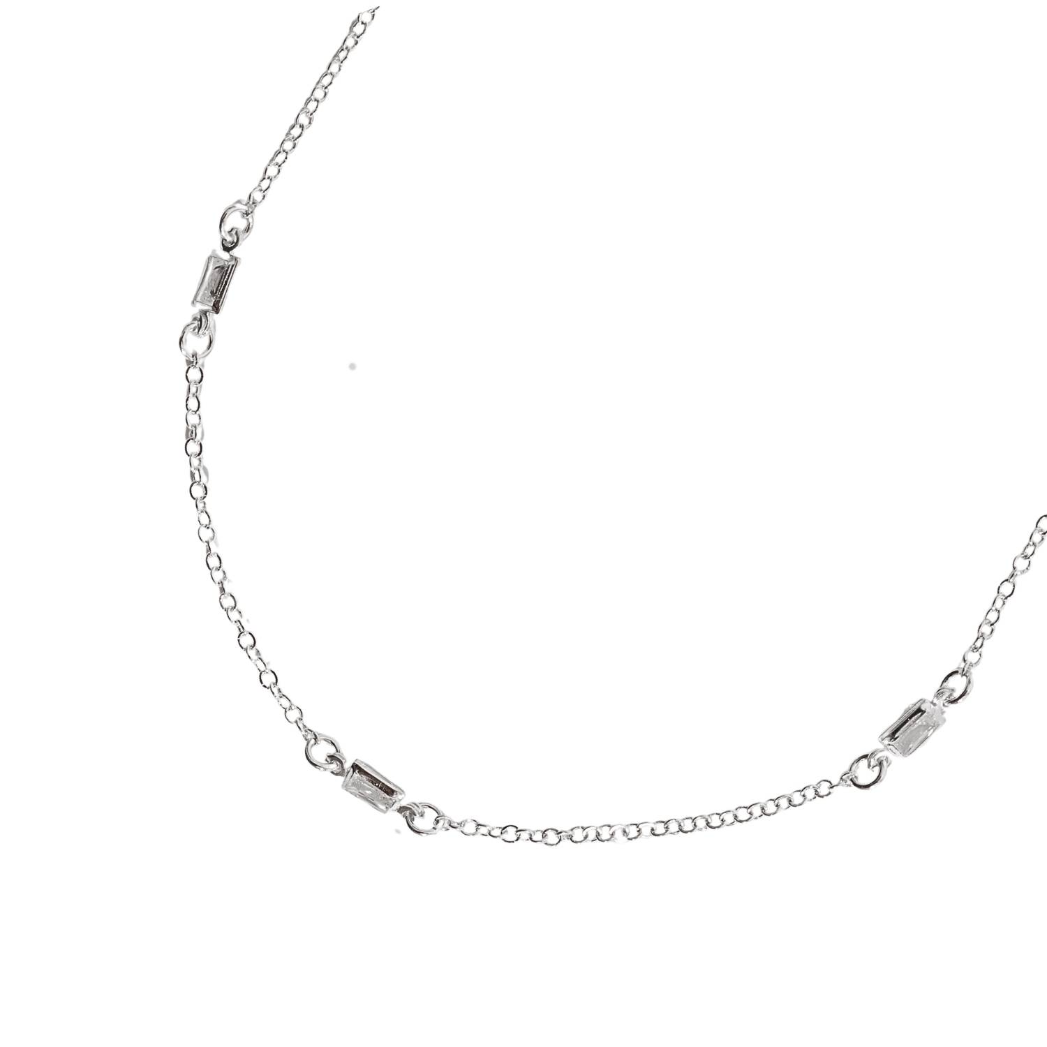 Colar entremeio zircônias retangulares 6mm 45cm