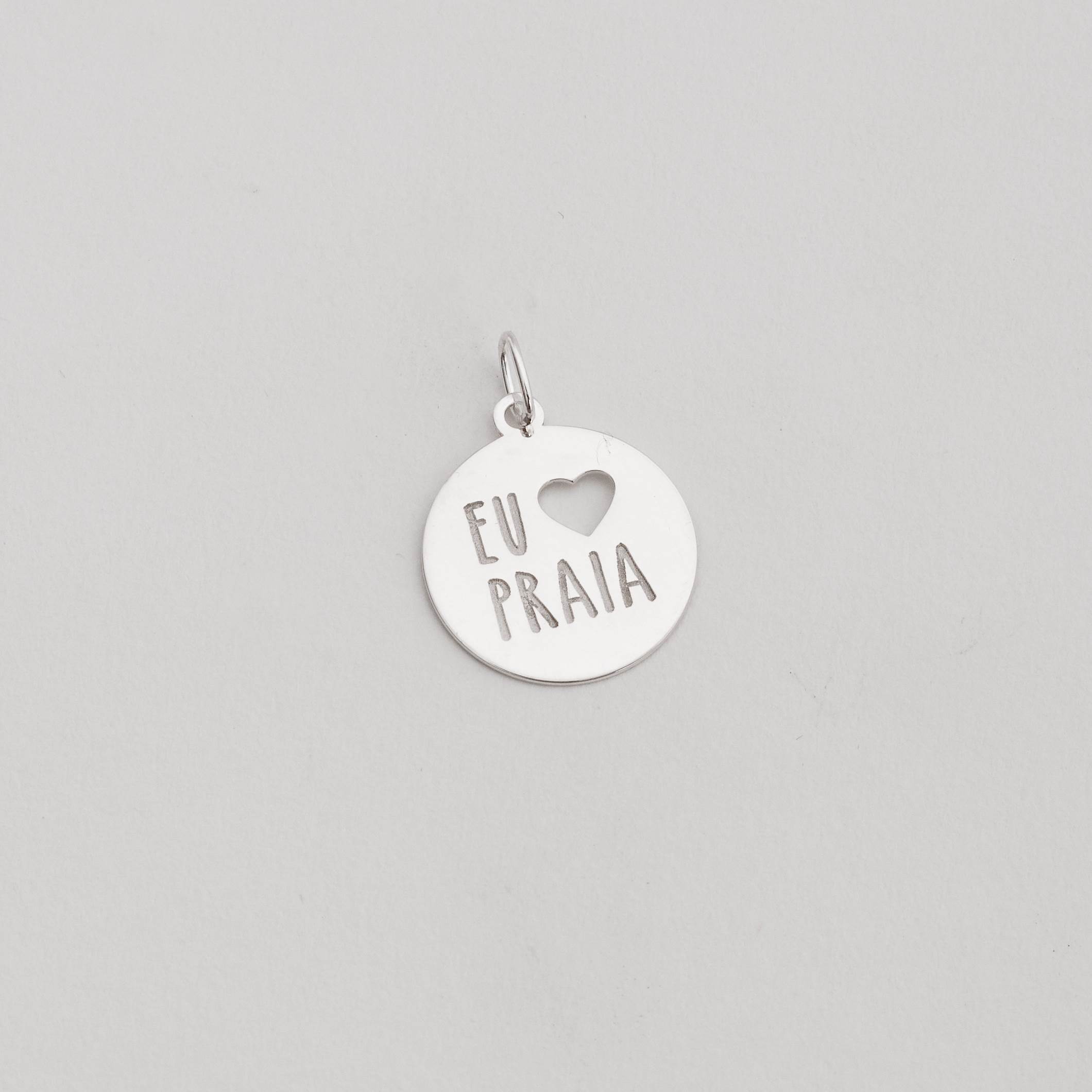 Pingente medalha eu amo praia 22mm