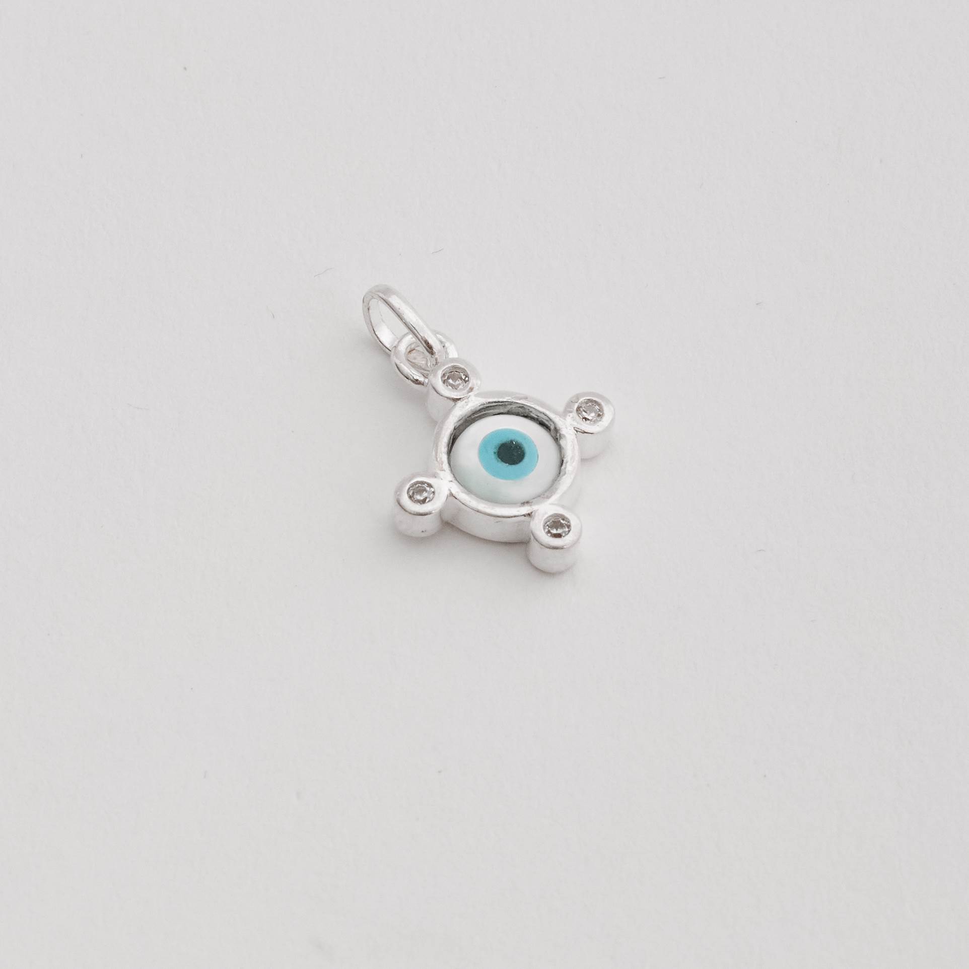 Pingente olho grego madrepérola com zircônias 13mm