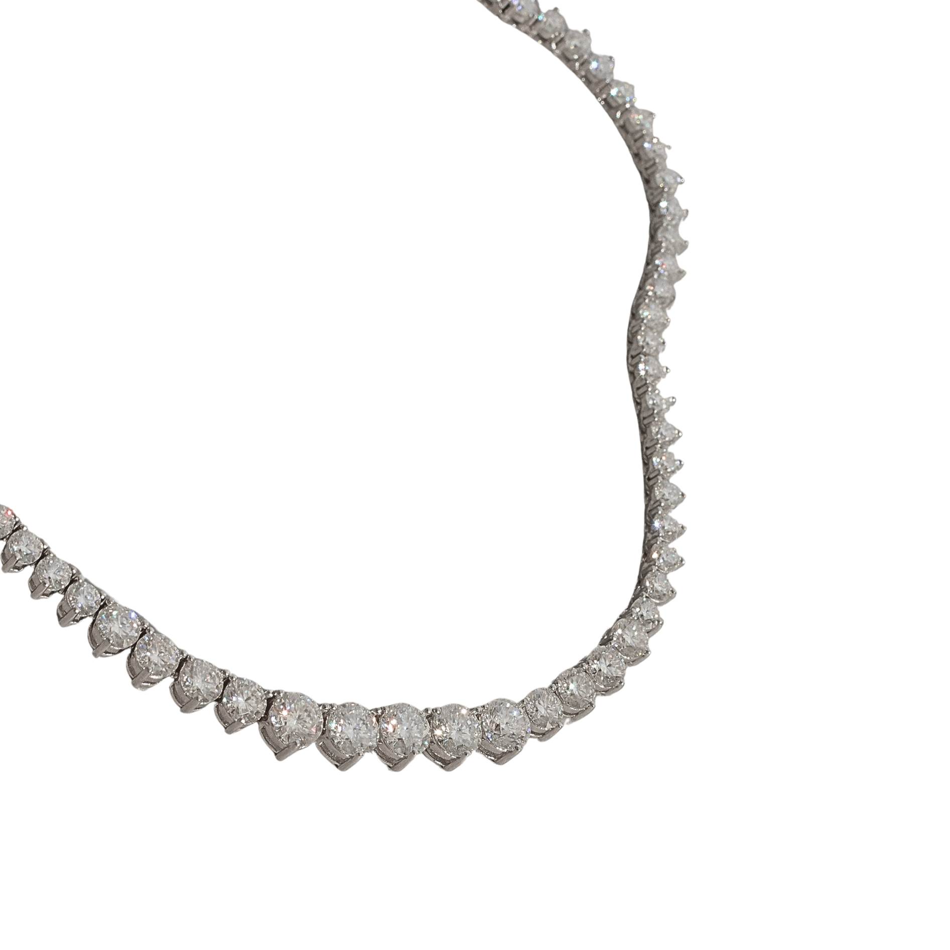 Colar Riviera 3 pontas moissanite degradê 3, 4 e 5mm 42cm fecho gaveta