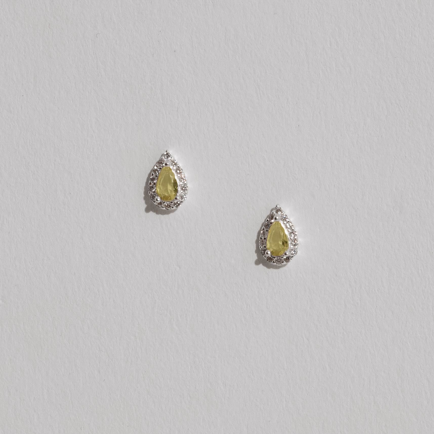 Imagem Secundária Conjunto brinco e colar zircônia gota amarela com cravejado 6mm corrente cadeadinho 40cm
