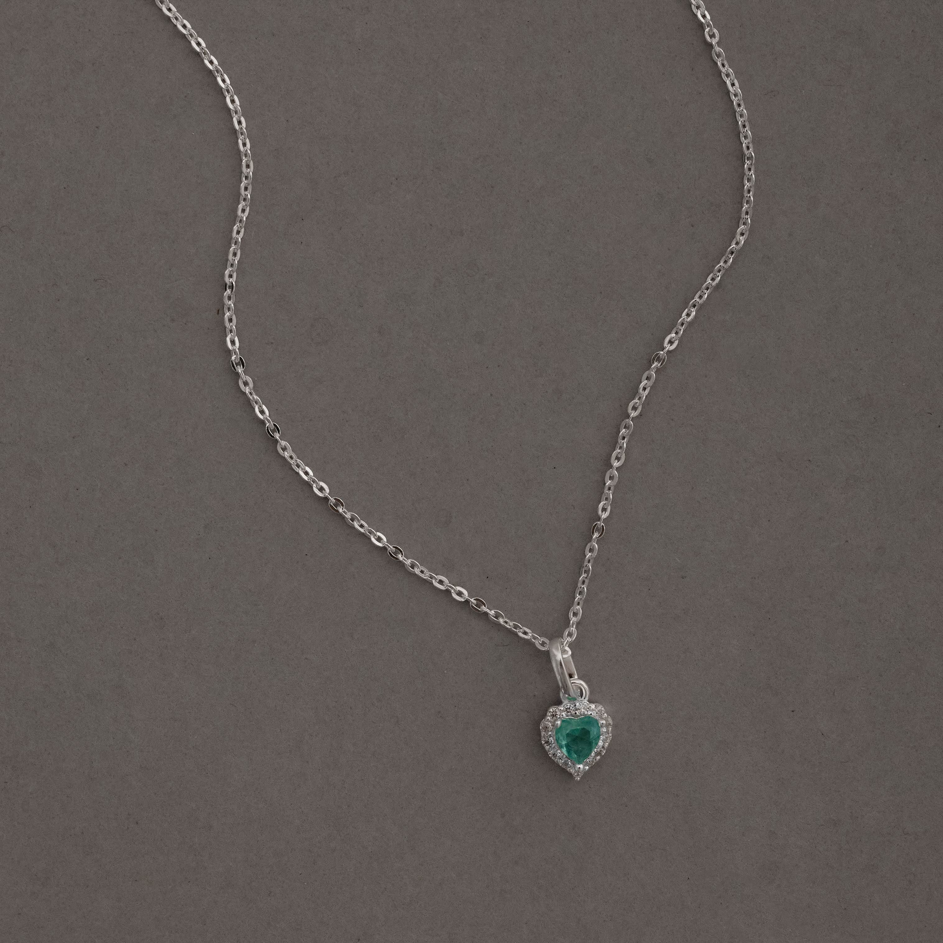 Imagem Secundária Colar pingente zircônia coração turmalina com cravejado 7mm corrente cadeadinho 40cm