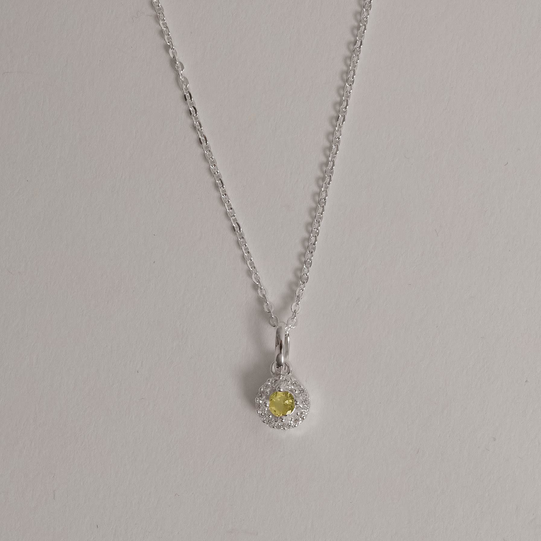 Imagem Colar pingente zircônia amarela com cravejado 6mm corrente cadeadinho 40cm