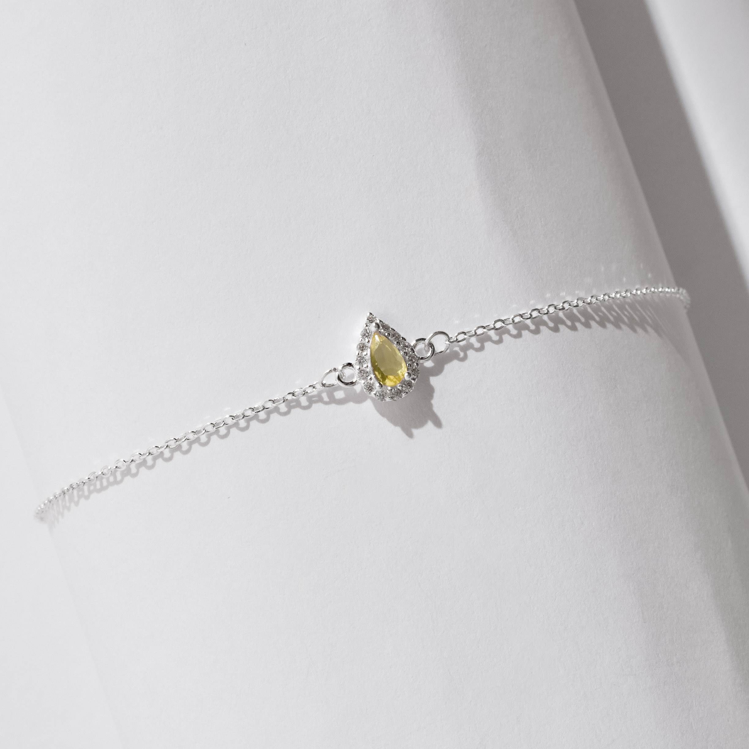 Imagem Secundária Pulseira entremeio zircônia gota amarela com cravejado 8mm 16+4cm