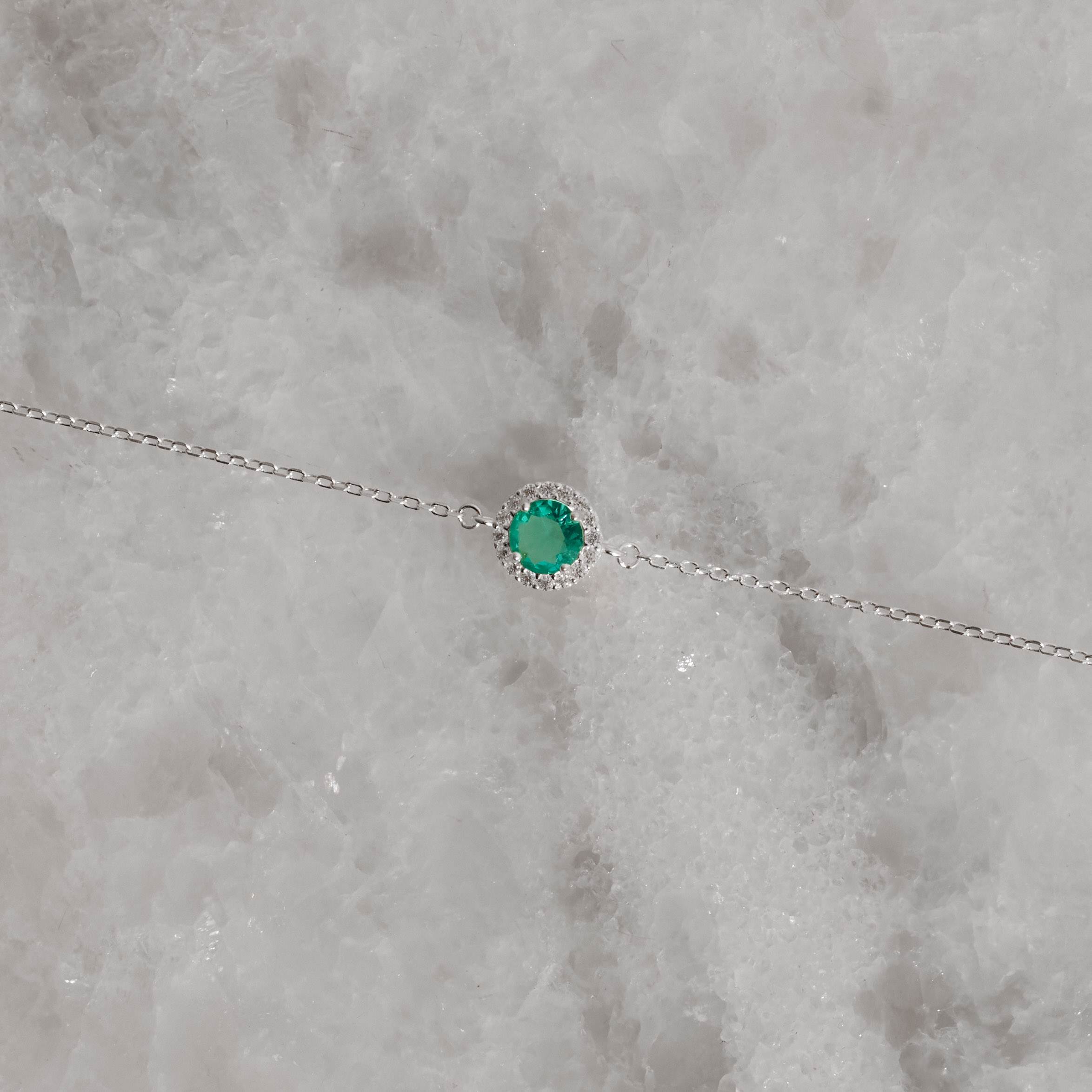 Imagem Secundária Pulseira entremeio zircônia redonda turmalina com cravejado 8mm 16+4cm