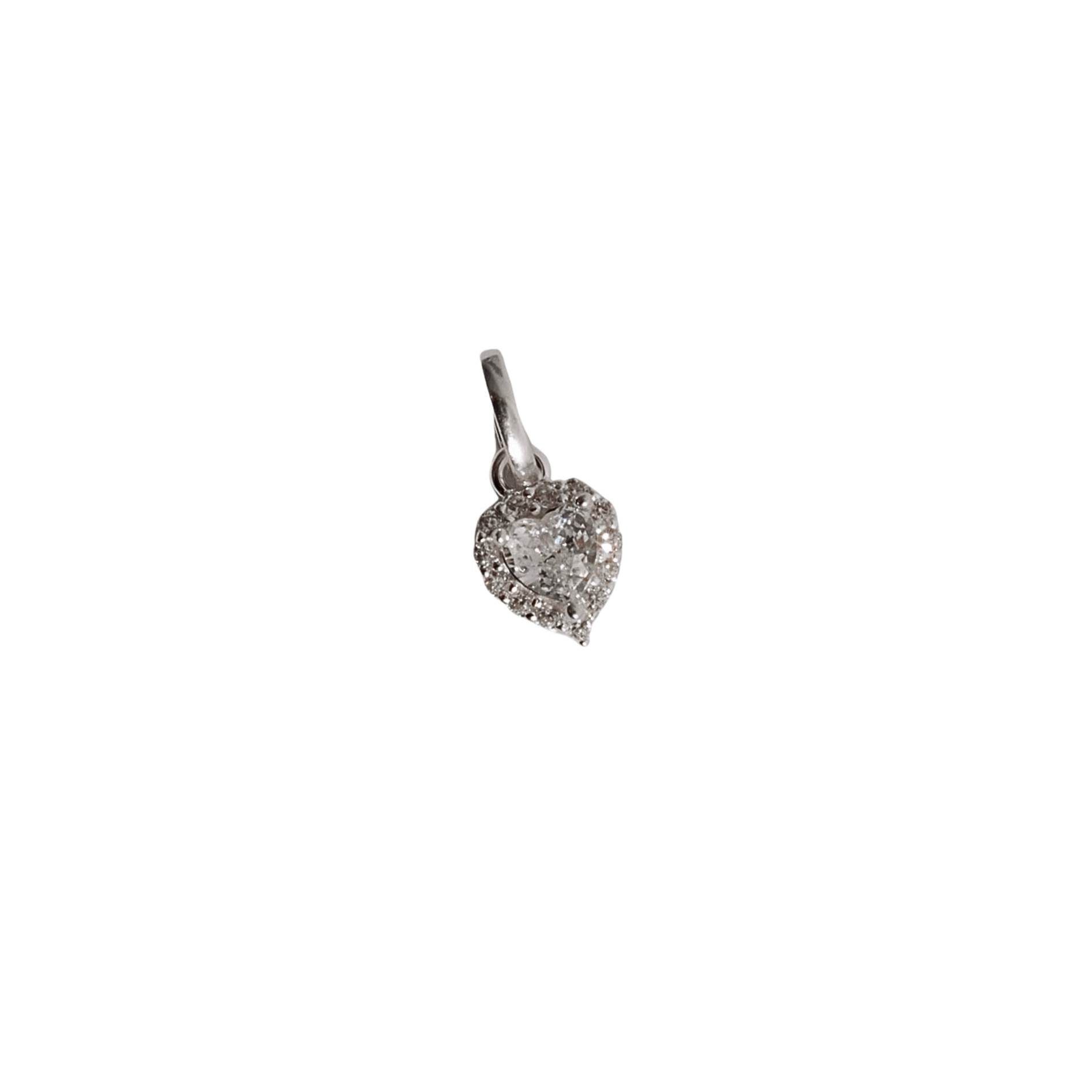Pingente zircônia coração cristal com cravejado 7mm 