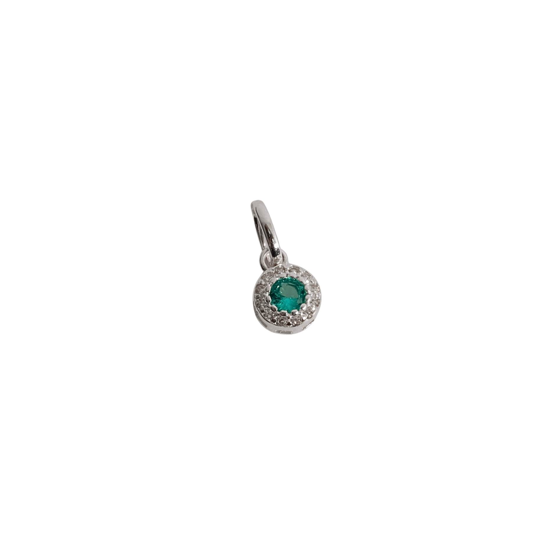 Imagem Pingente zircônia turquesa com cravejado 6mm caixa alta 