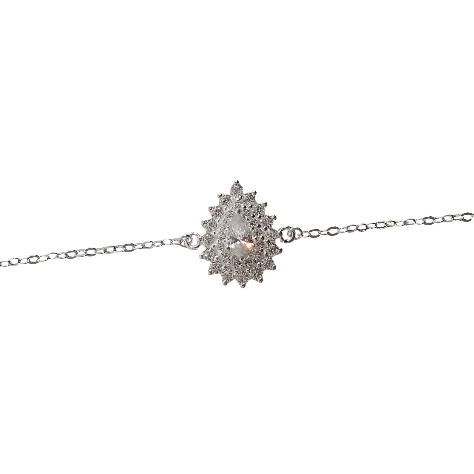 Imagem Pulseira entremeio zircônia gota com cravejado 13mm 16+4cm