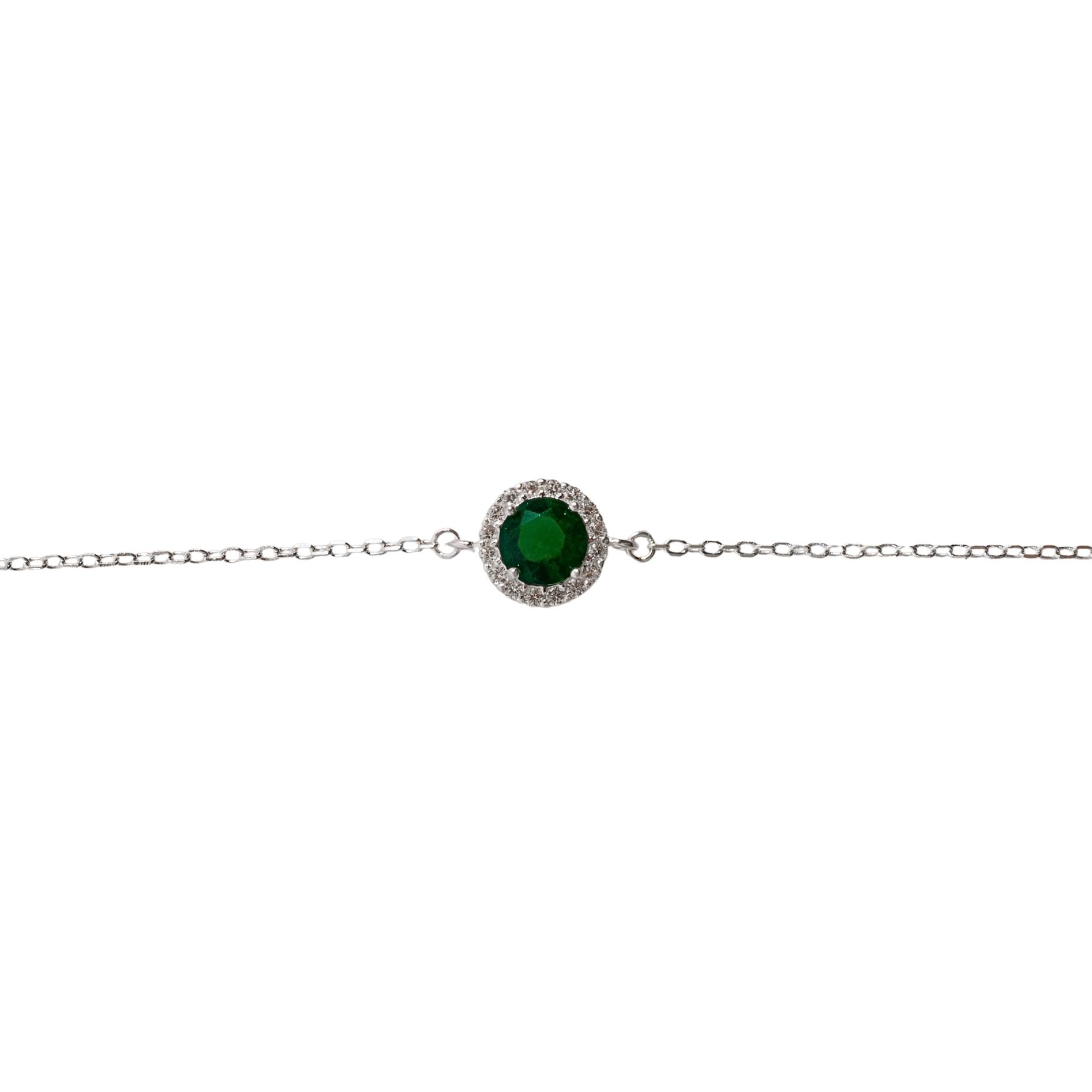 Imagem Pulseira entremeio zircônia redonda esmeralda com cravejado 8mm 16+4cm