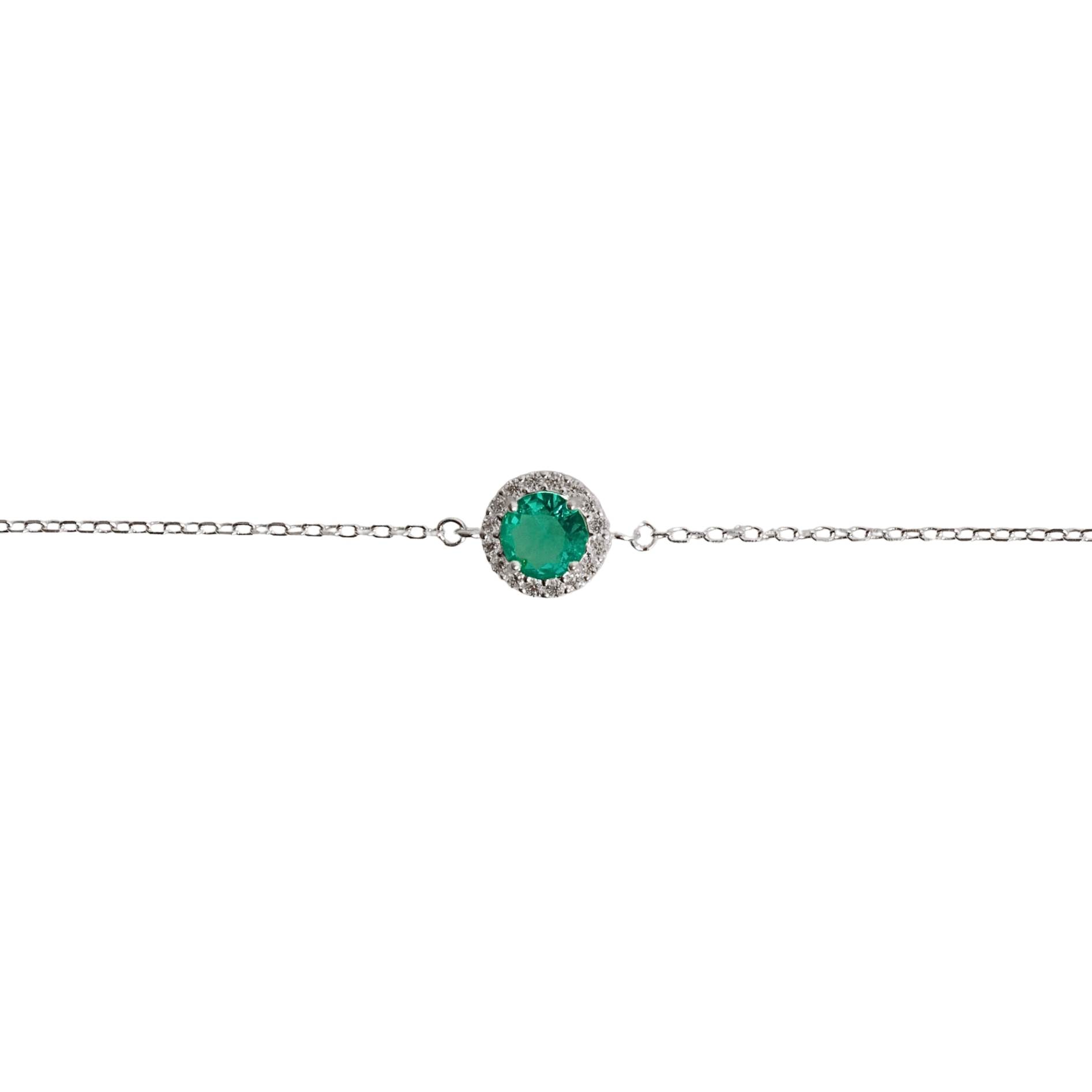 Imagem Pulseira entremeio zircônia redonda turmalina com cravejado 8mm 16+4cm