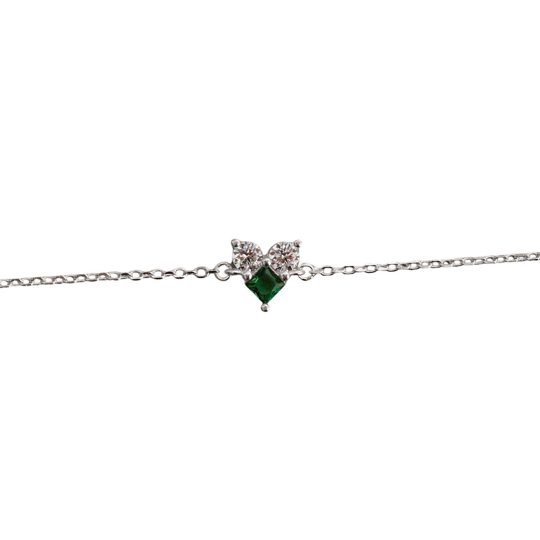 Imagem Pulseira entremeio zircônias redonda e losango esmeralda 7mm 16+4cm