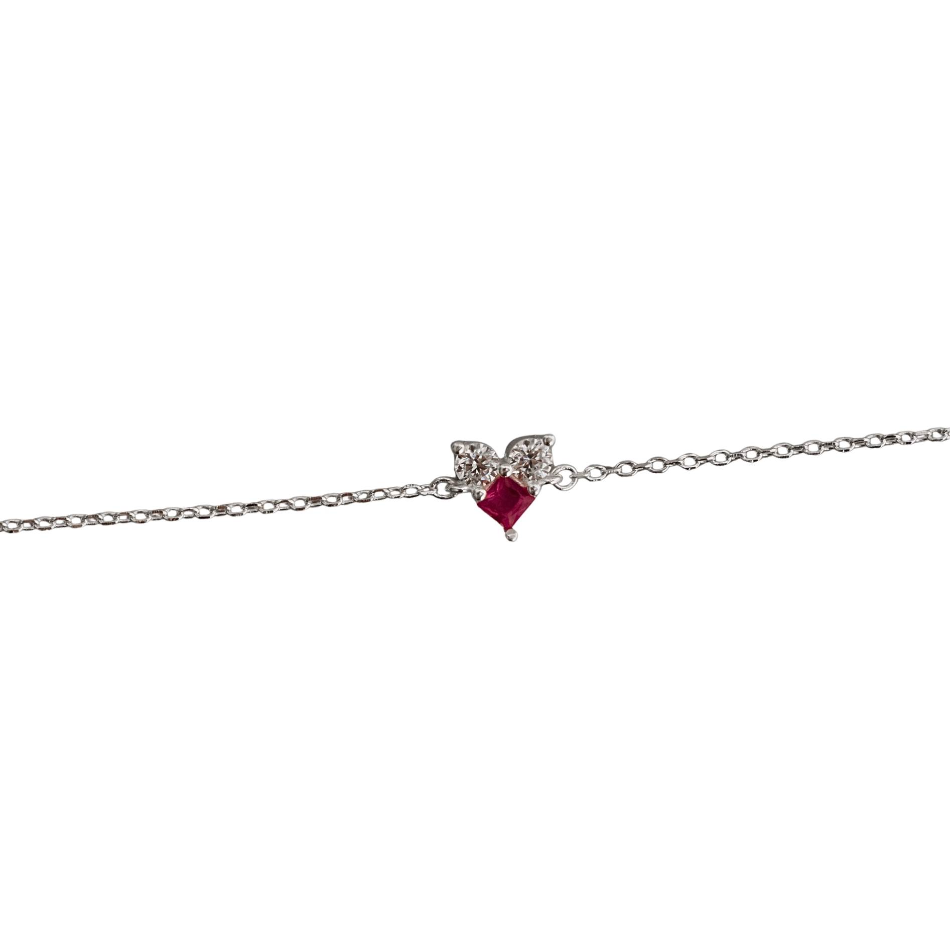 Imagem Pulseira entremeio zircônias redonda e losango rubi 7mm 16+4cm