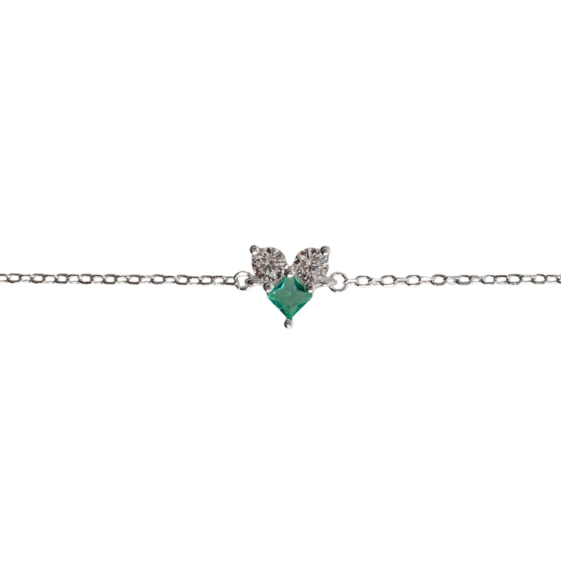 Imagem Pulseira entremeio zircônias redonda e losango turmalina 7mm 16+4cm