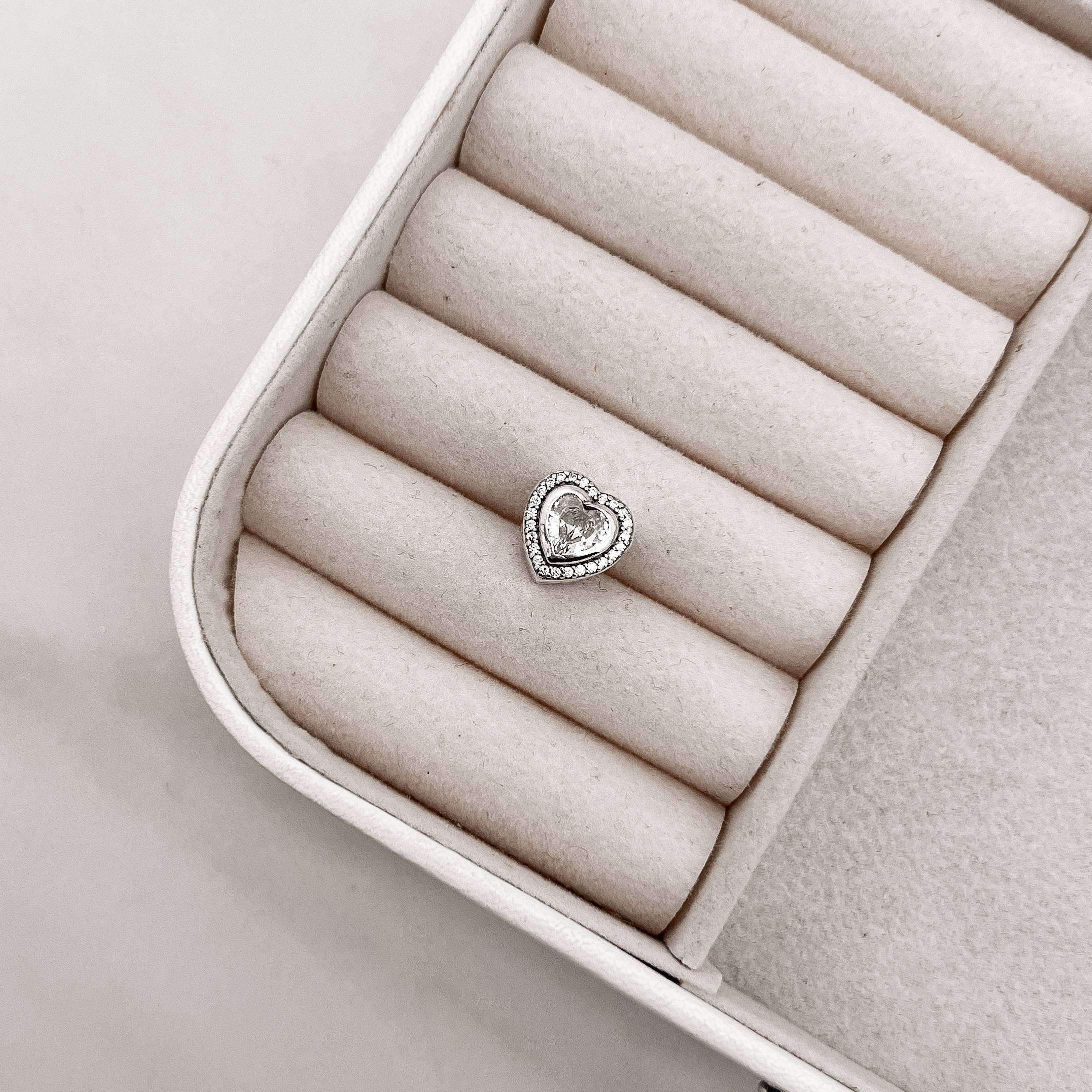 Berloque separador zircônia coração cristal com cravejado 11mm