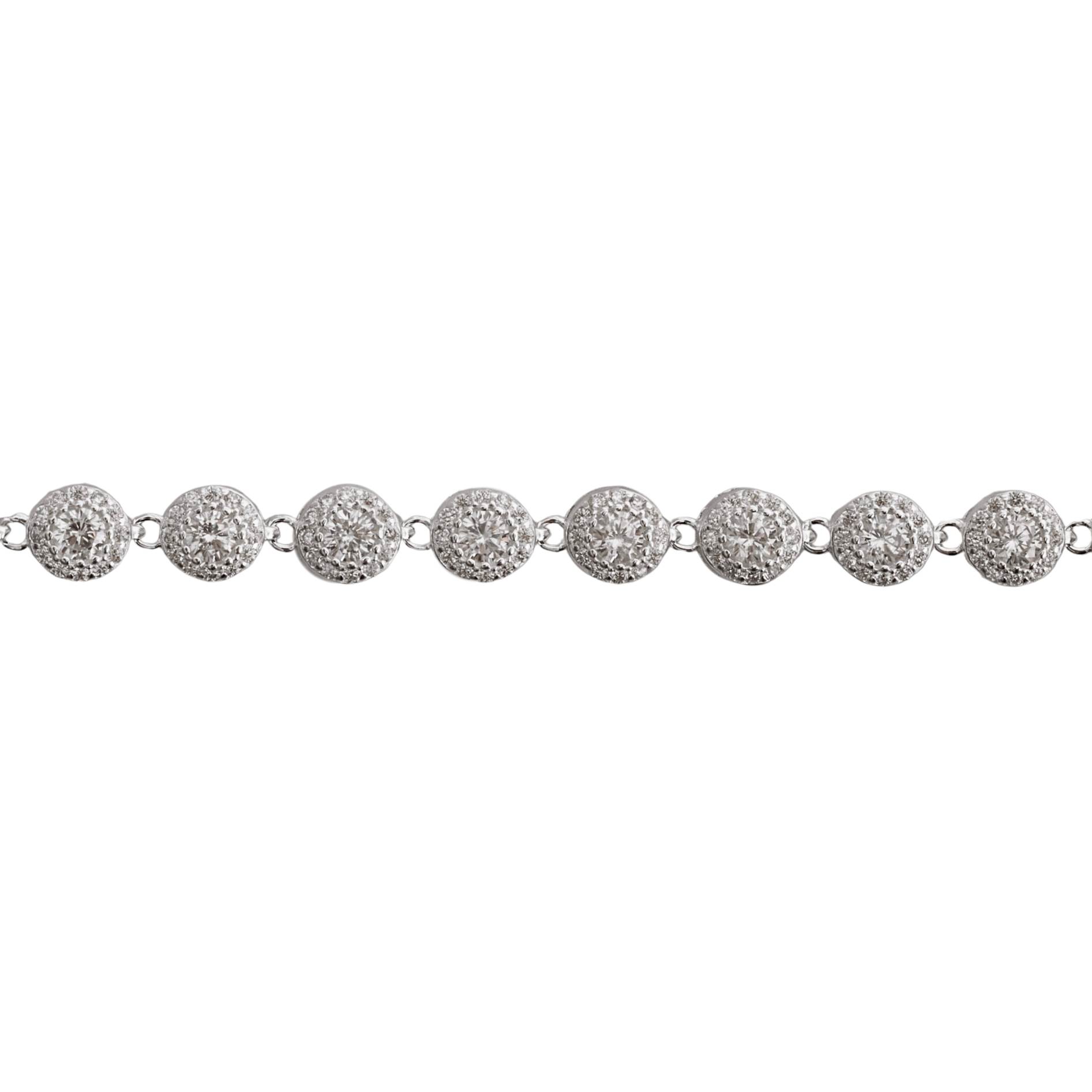 Imagem Pulseira entremeios zircônias redonda com cravejado 5.8 19cm com 2 fechos