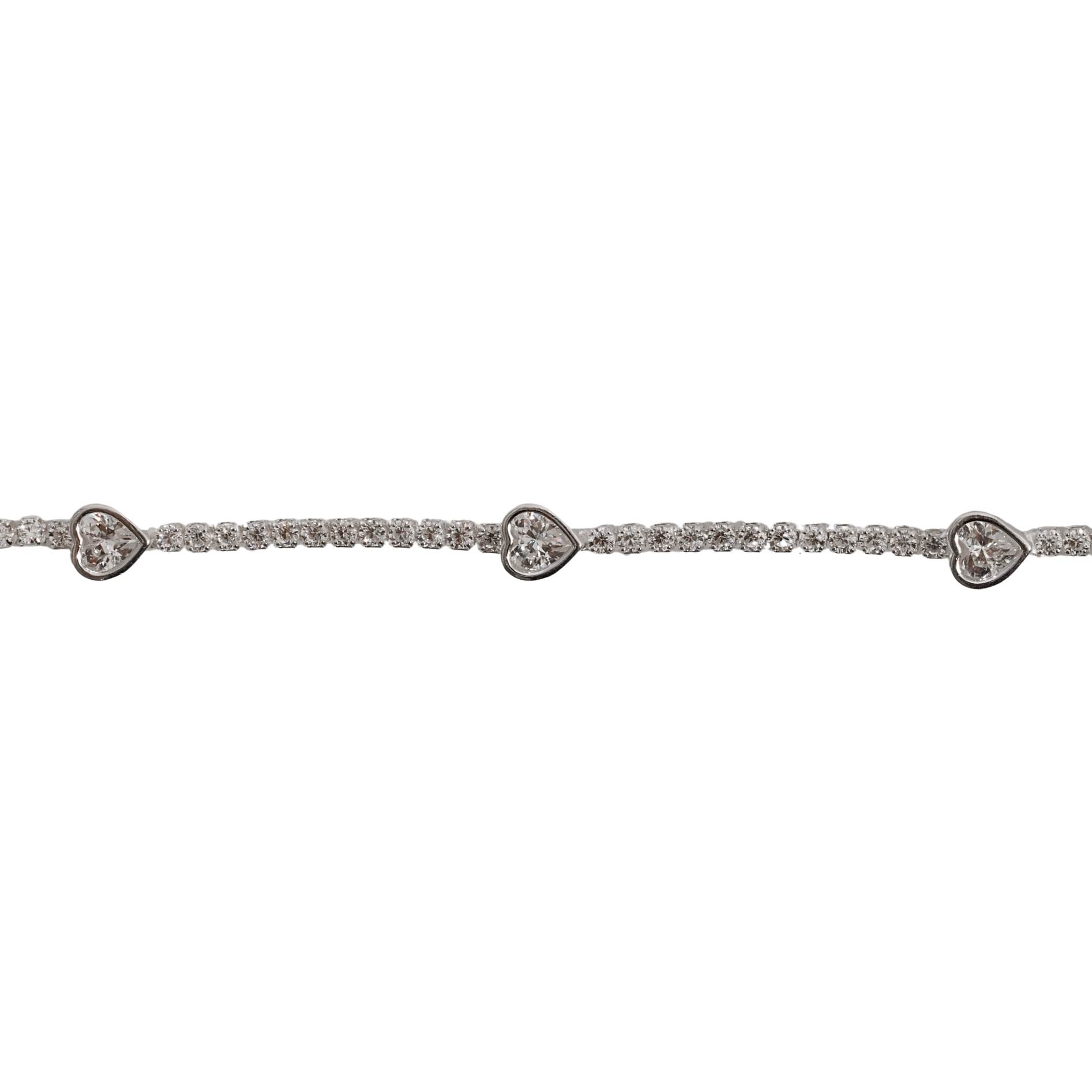 Imagem Pulseira Riviera 2.0 com entremeios zircônias coração 16+4cm