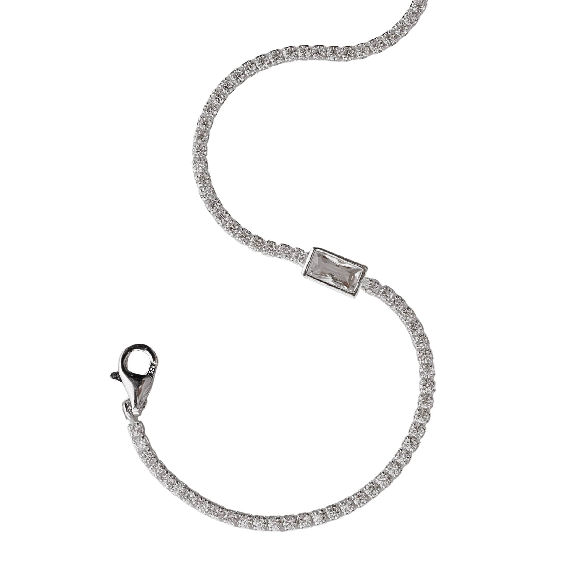 Imagem Pulseira Riviera 2.0 com zircônia retangular 8mm 16+4cm