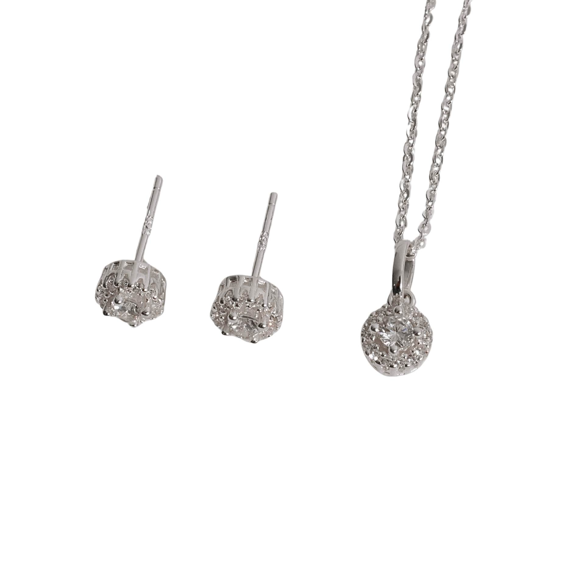 Imagem Conjunto brinco e colar zircônia cristal com cravejado 6mm corrente cadeadinho 40cm
