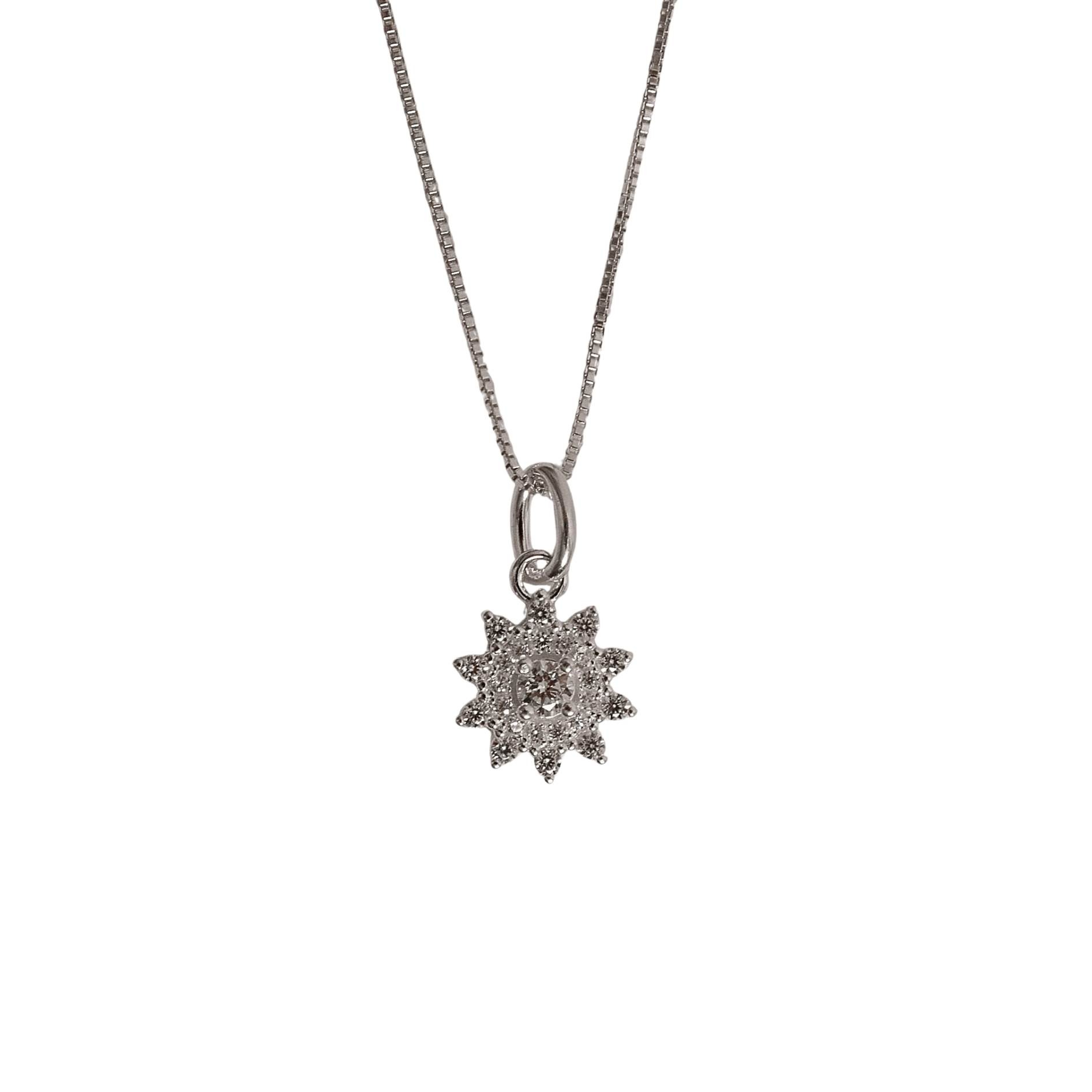 Imagem Colar pingente flor com cravejado 10mm 45cm
