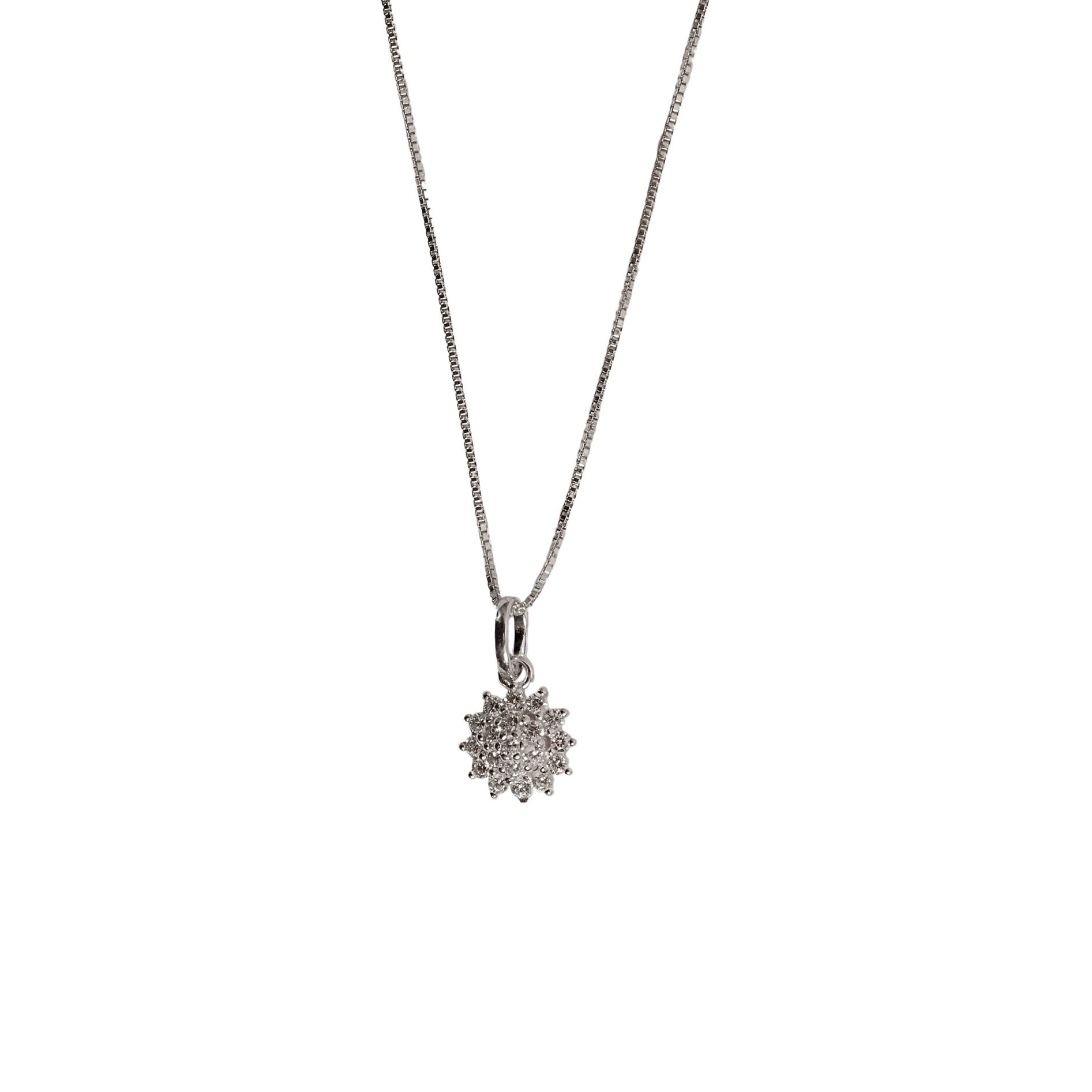 Imagem Colar pingente flor toda cravejada 9mm 45cm