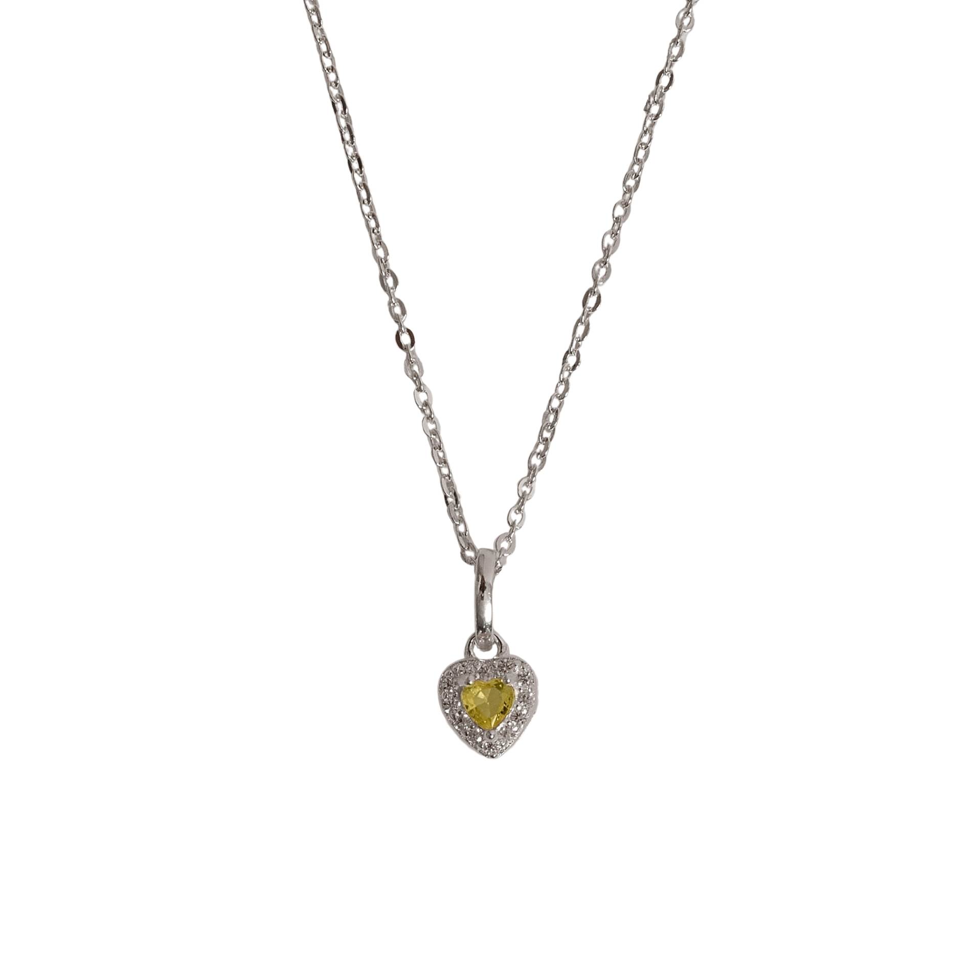 Imagem Colar pingente zircônia coração amarela com cravejado 6mm corrente cadeadinho 40cm