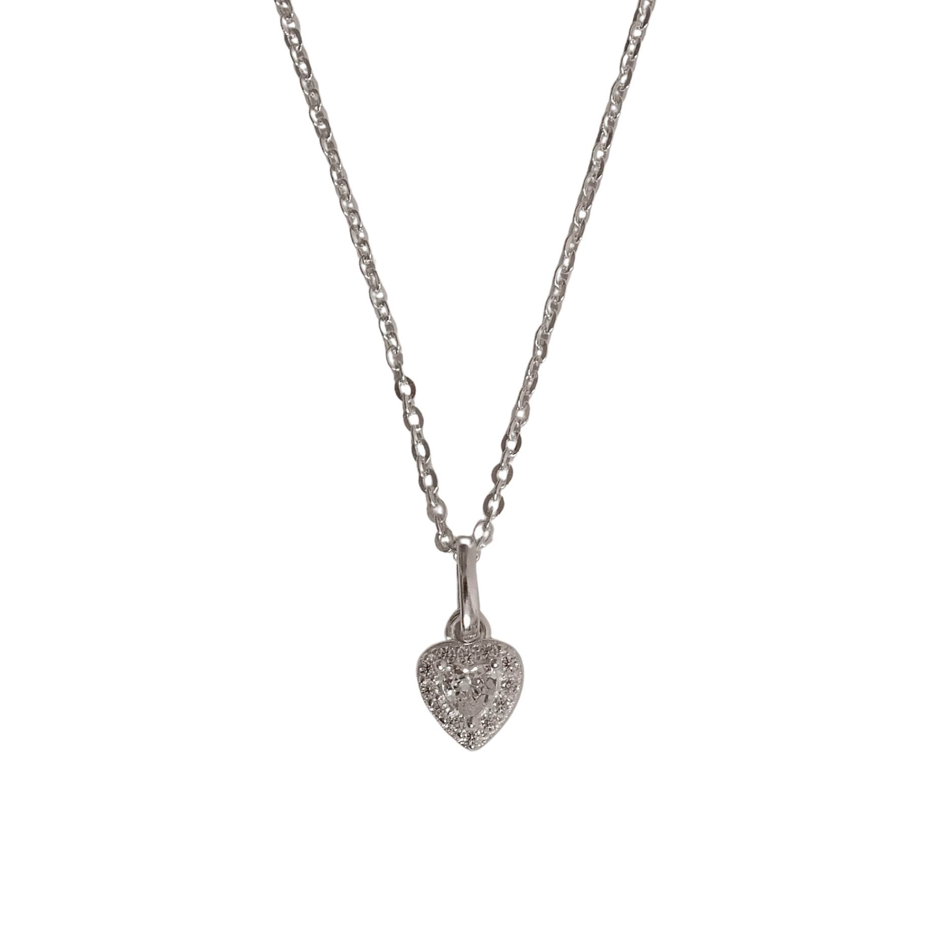 Imagem Colar pingente zircônia coração com cravejado 6mm corrente cadeadinho 40cm
