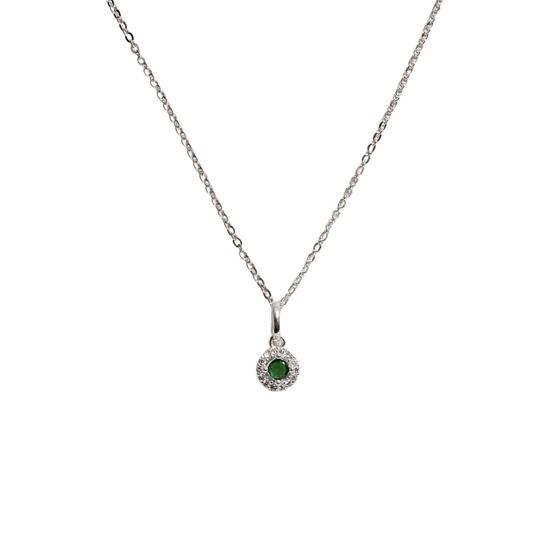 Imagem Colar pingente zircônia esmeralda com cravejado 6mm corrente cadeadinho 40cm