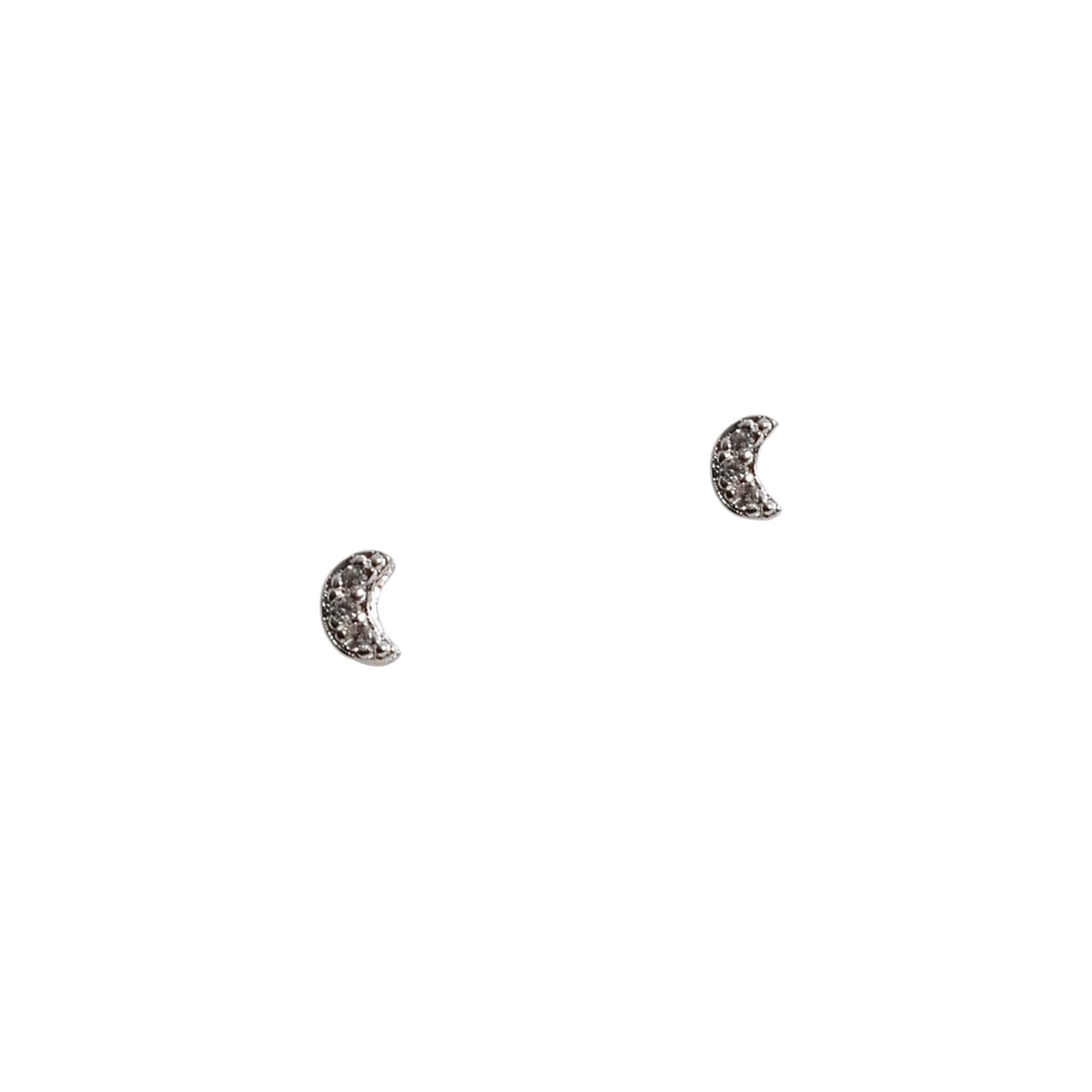 Brinco lua com cravejado 5mm