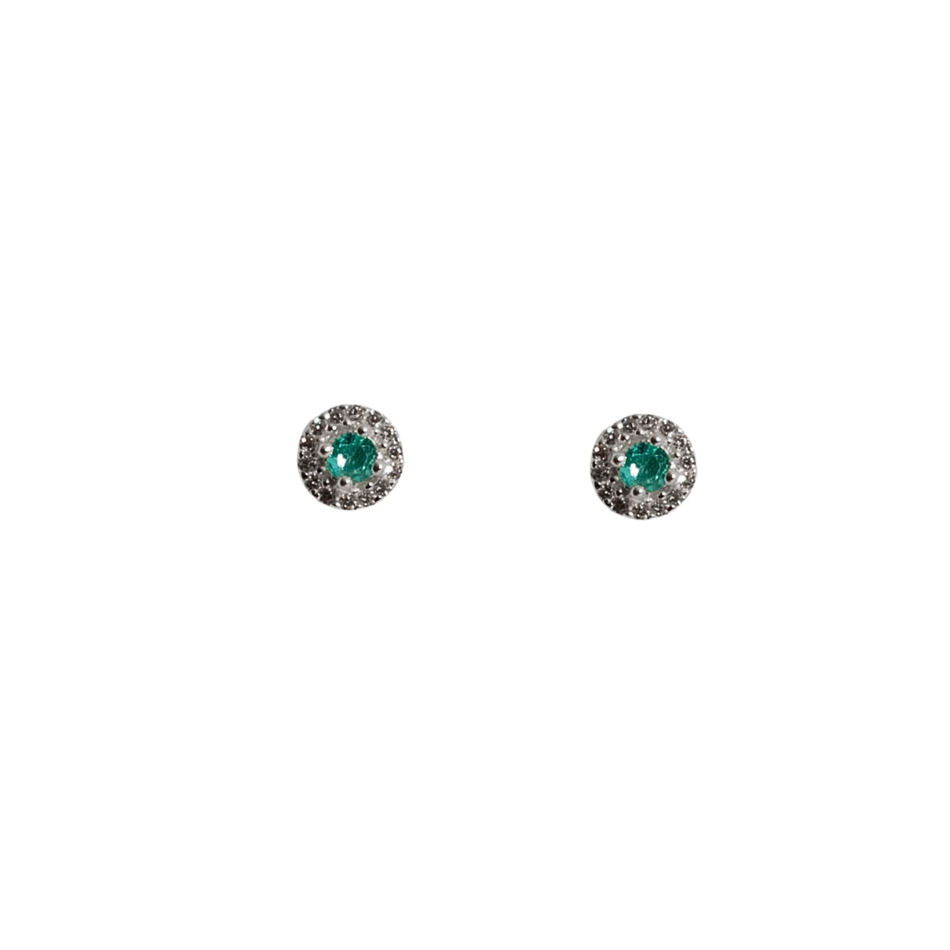 Imagem Brinco zircônia turmalina com cravejado 6mm