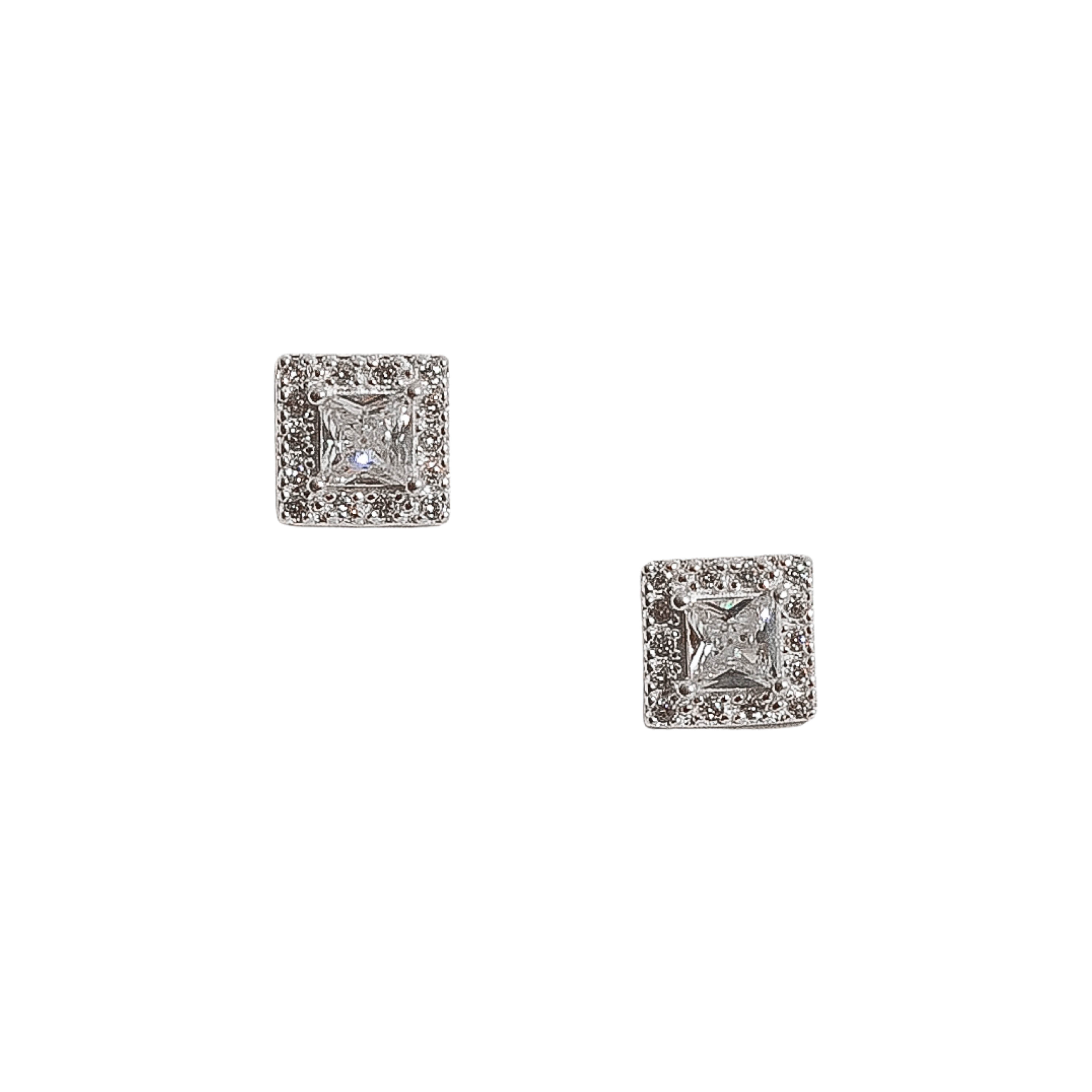 Imagem Brinco zircônia quadrada cristal com cravejado 8mm