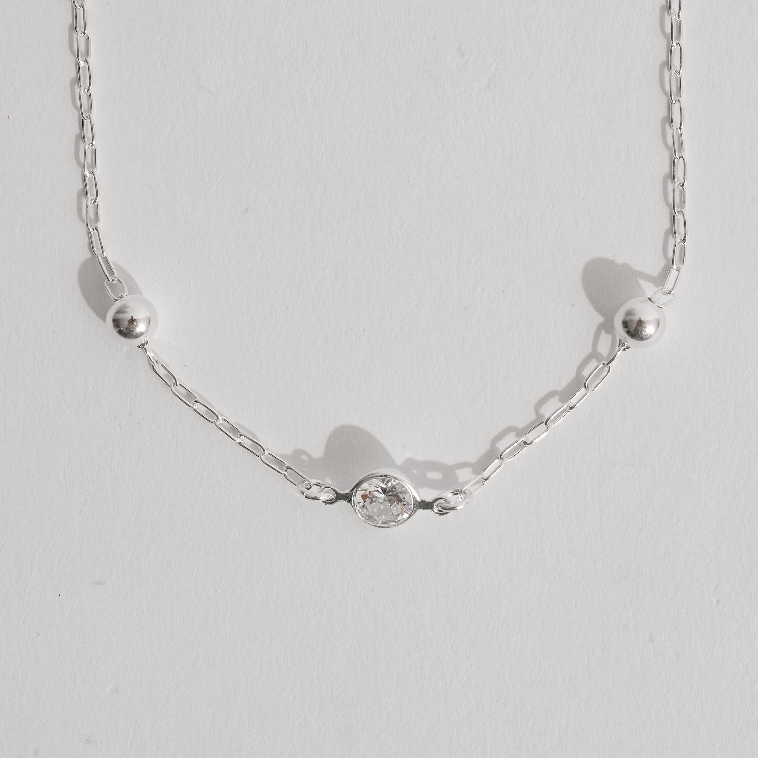 Pulseira entremeio zircônia 7mm com bolas corrente cartier 19cm