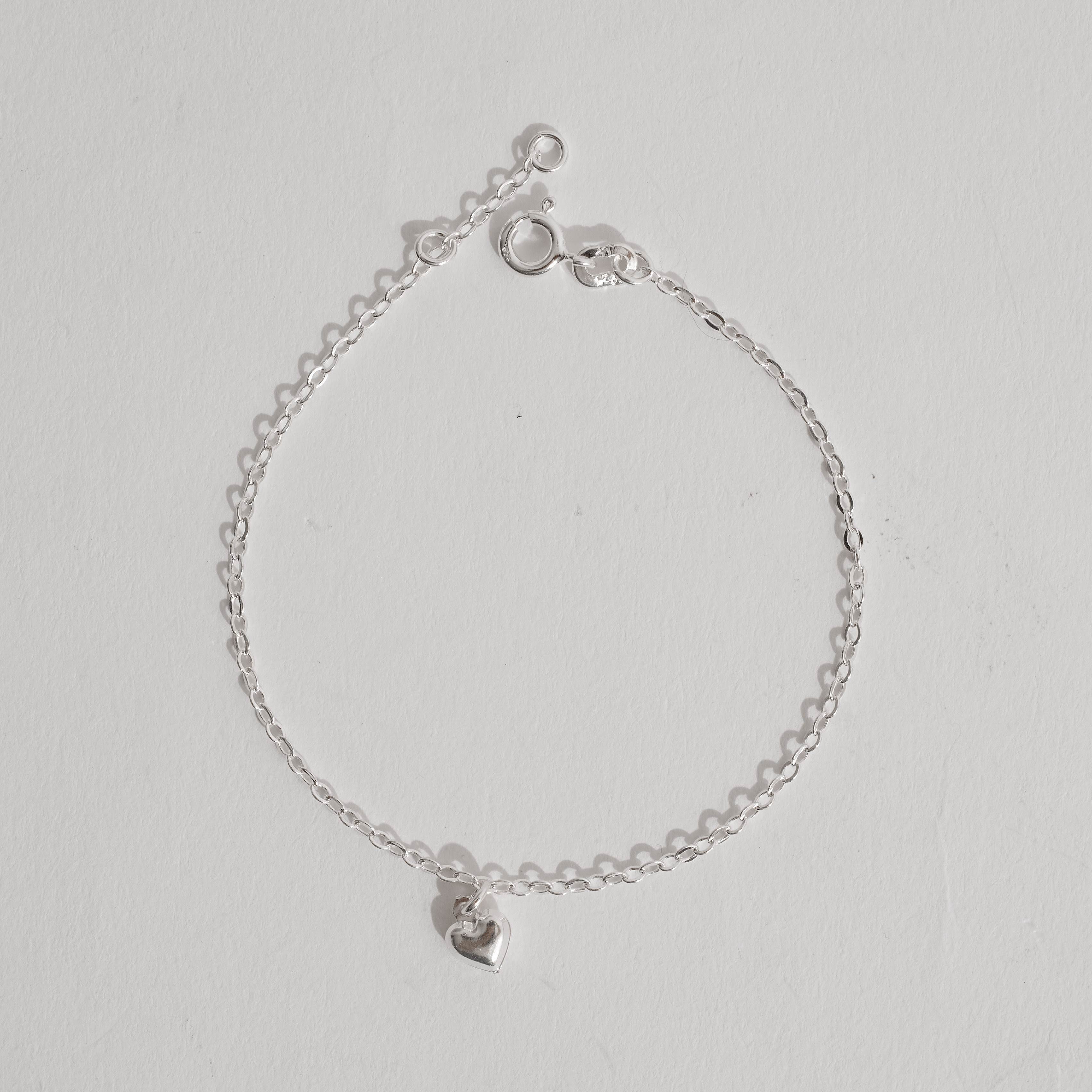 Pulseira pingente coração 6mm 19cm