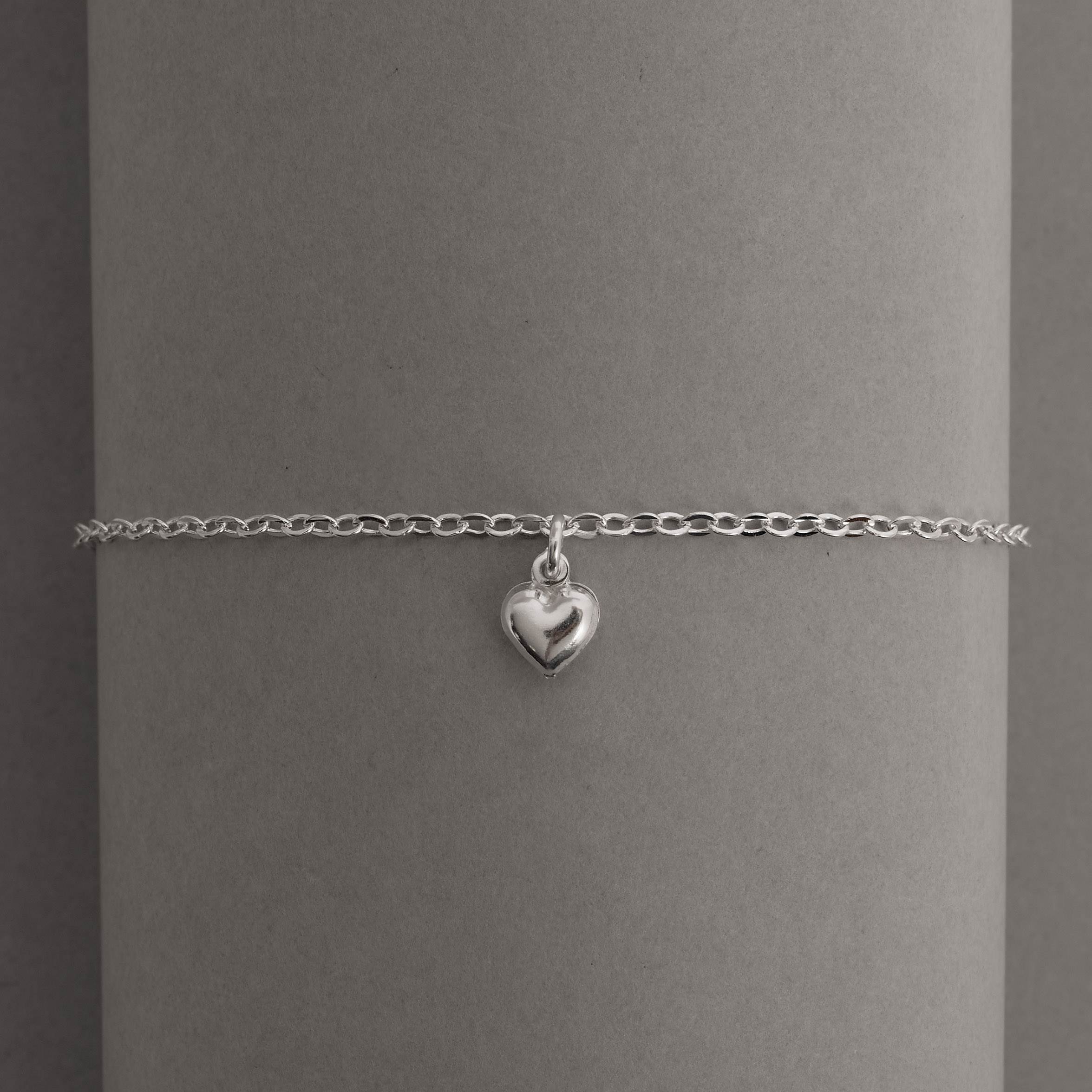 Imagem Secundária Pulseira pingente coração 6mm 19cm