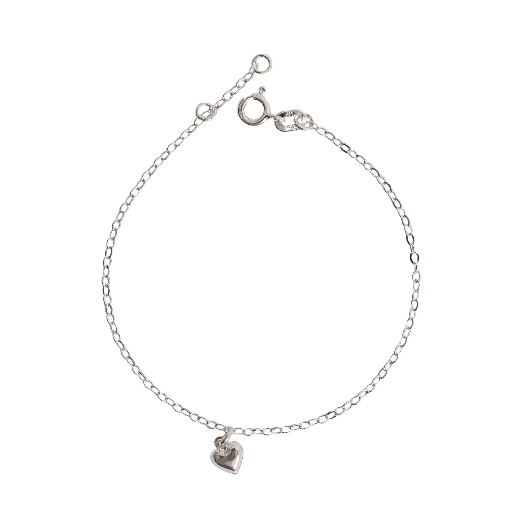 Pulseira pingente coração 6mm 19cm