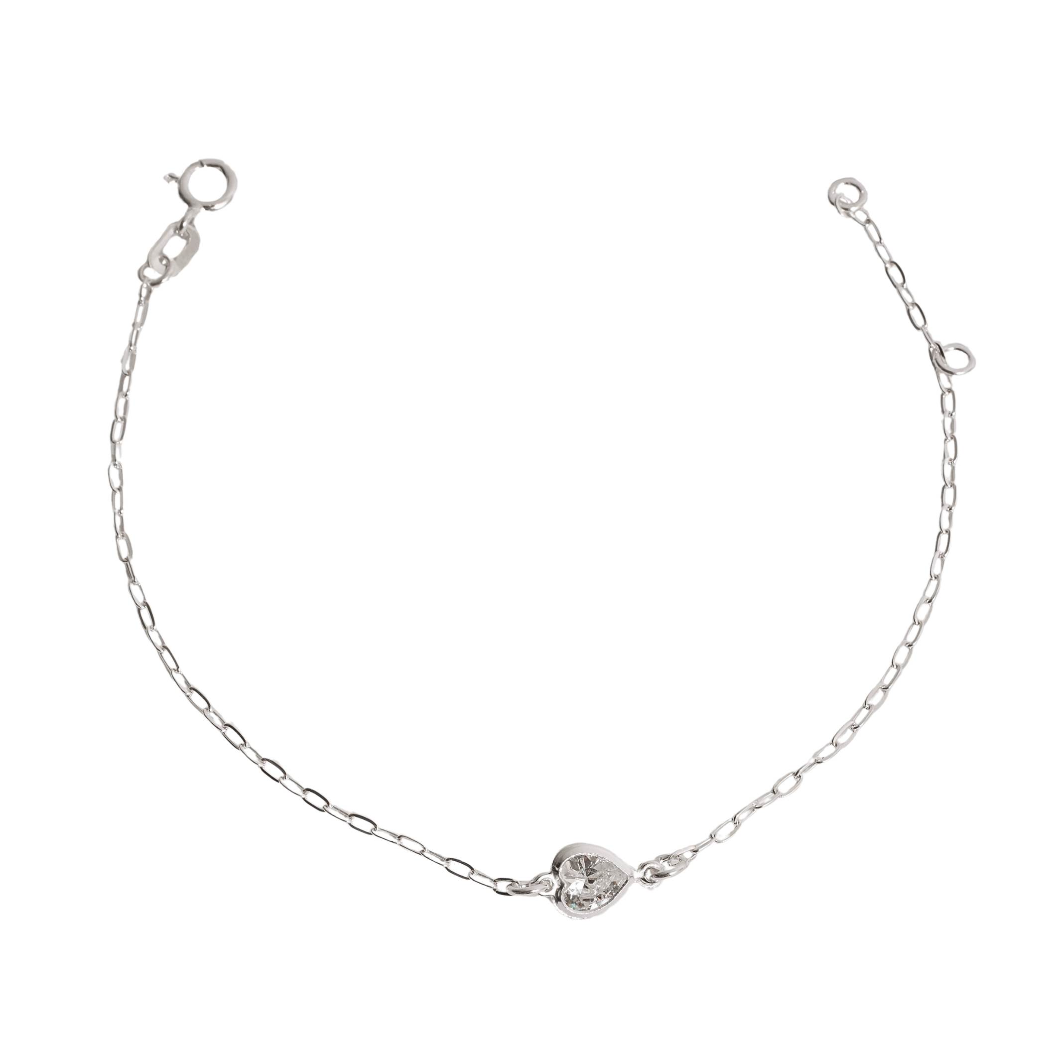 Pulseira entremeio zircônia coração cristal 6mm 19cm