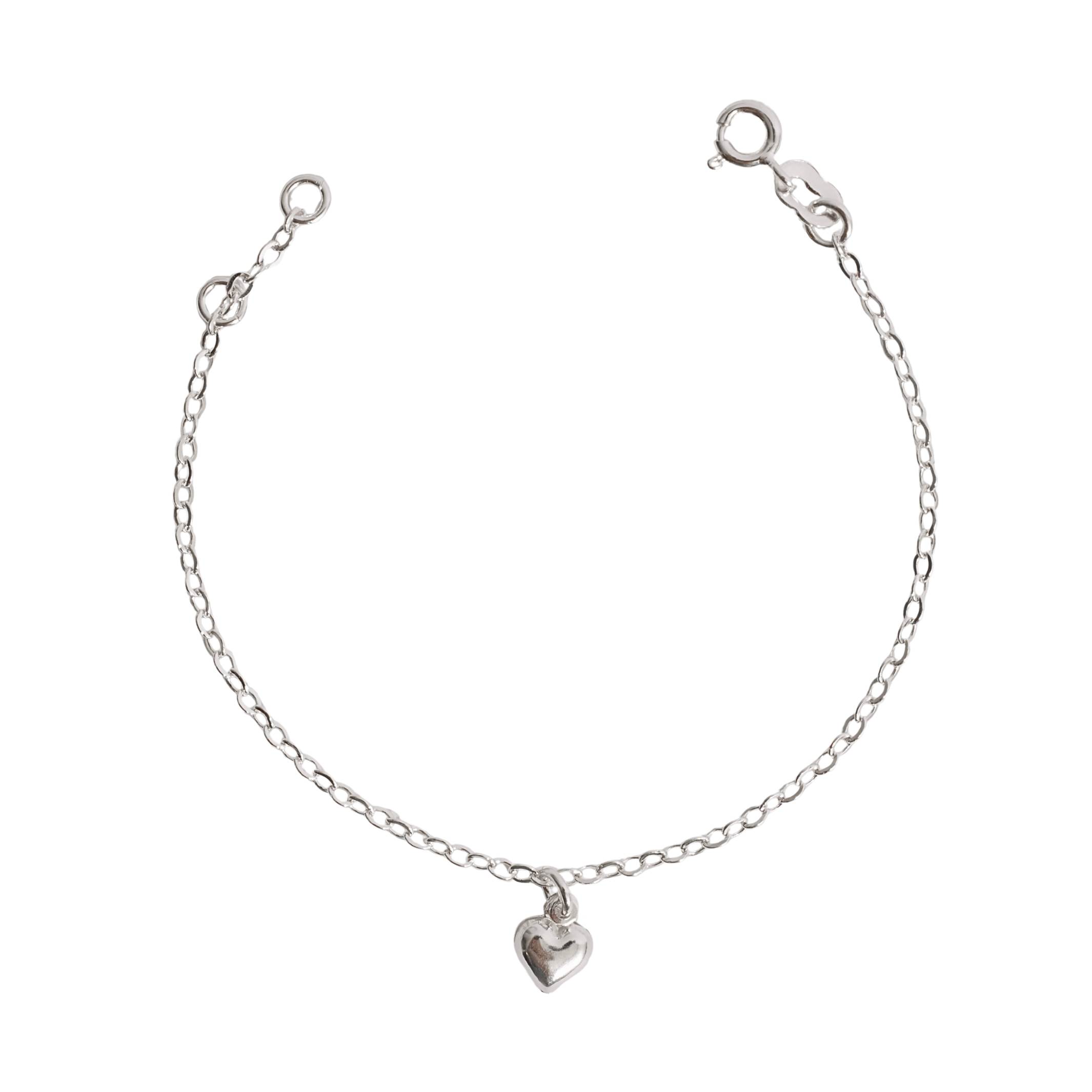 Pulseira infantil pingente coração 6mm 15cm