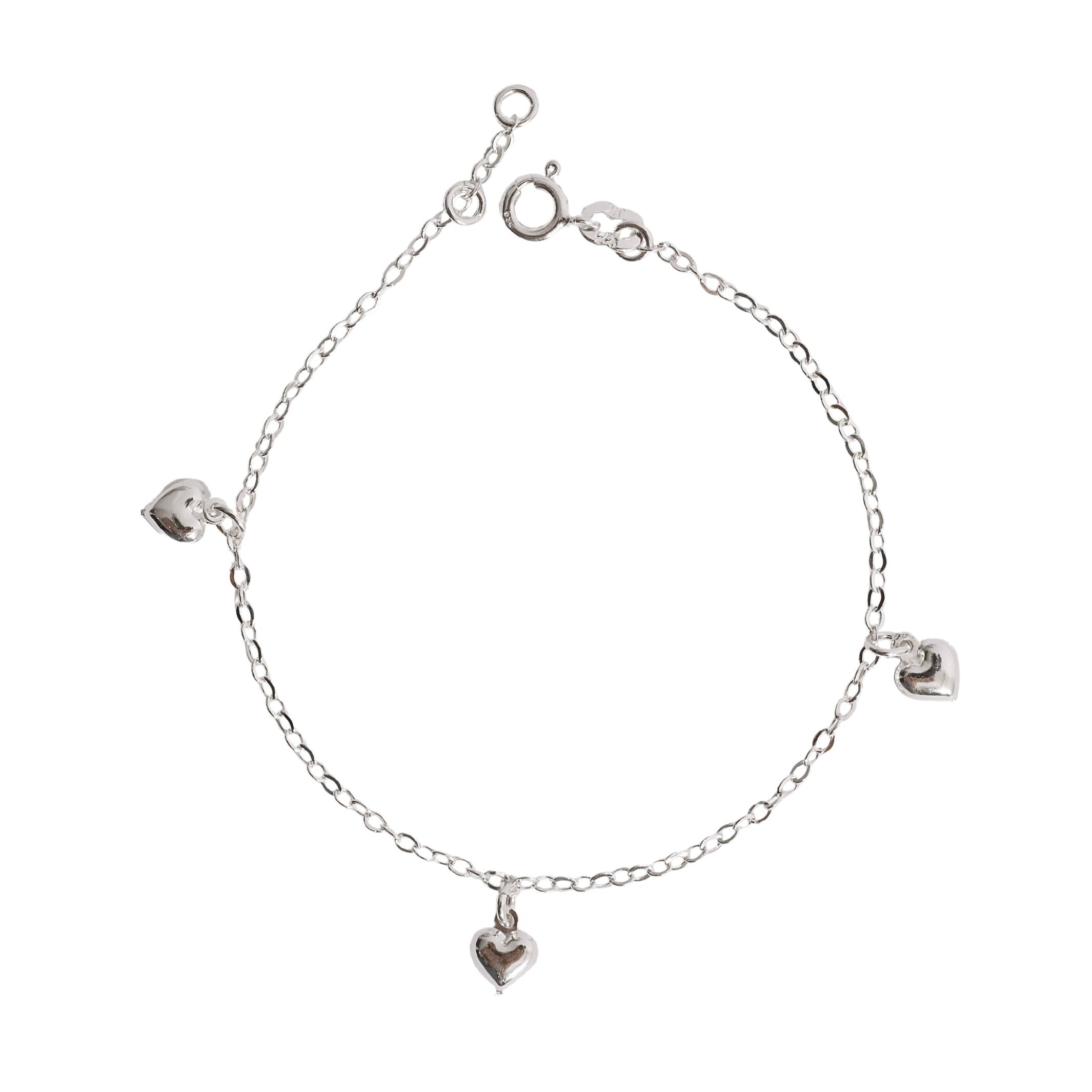 Pulseira pingentes corações 6mm 19cm