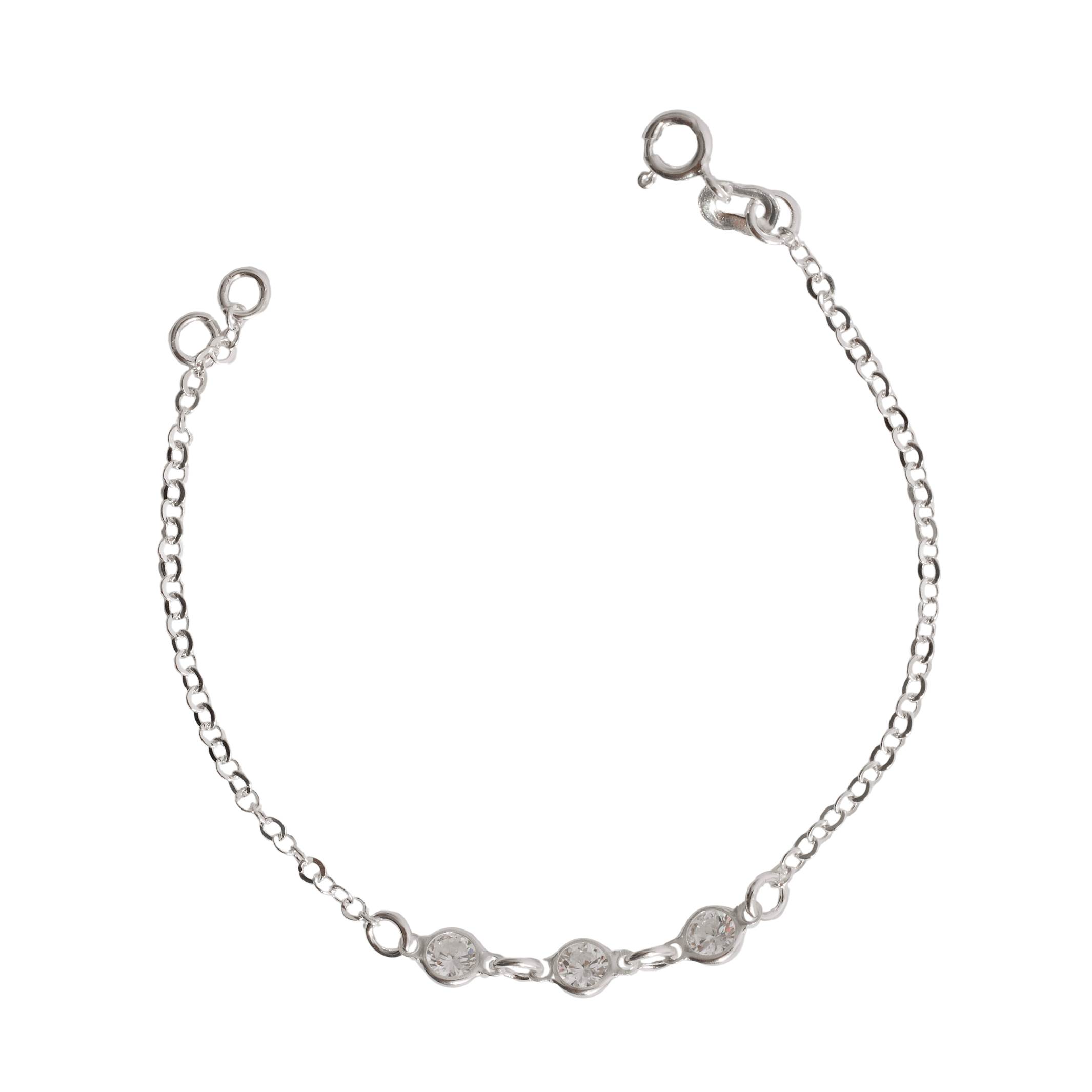 Pulseira infantil entremeios zircônias 4mm 15cm