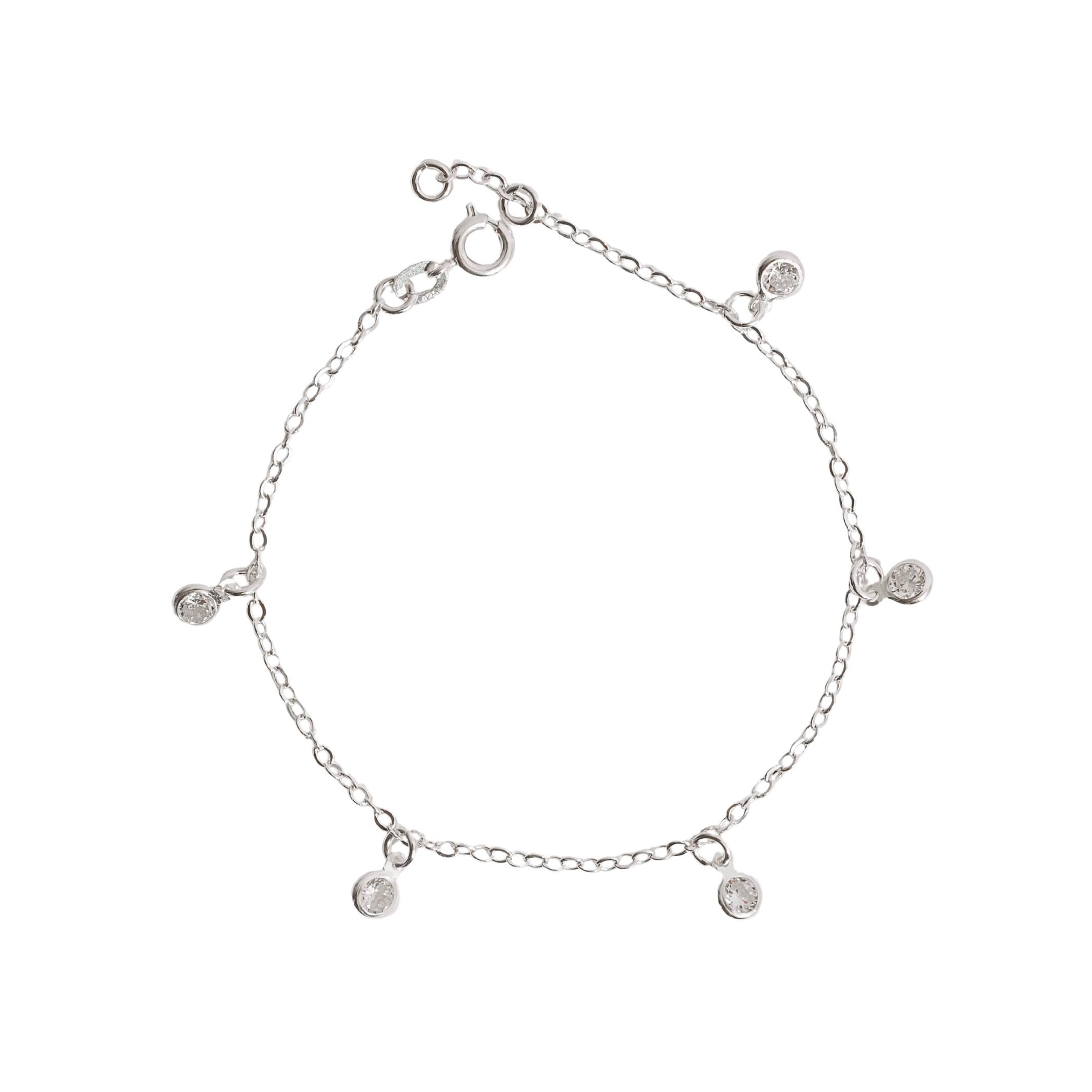 Pulseira pingentes zircônias 4mm 19cm
