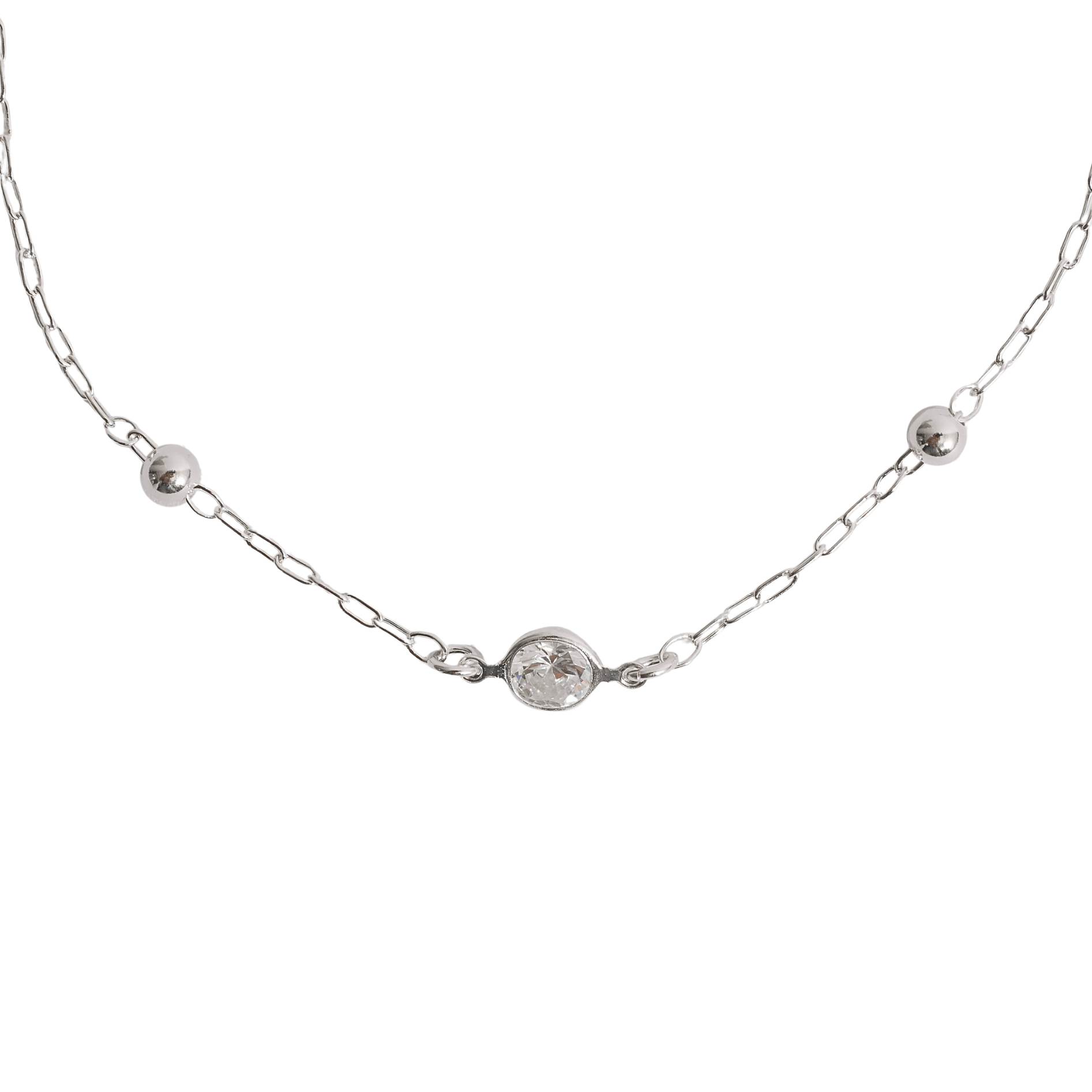 Pulseira entremeios bolas 4mm e zircônia 7mm corrente cartier 19cm