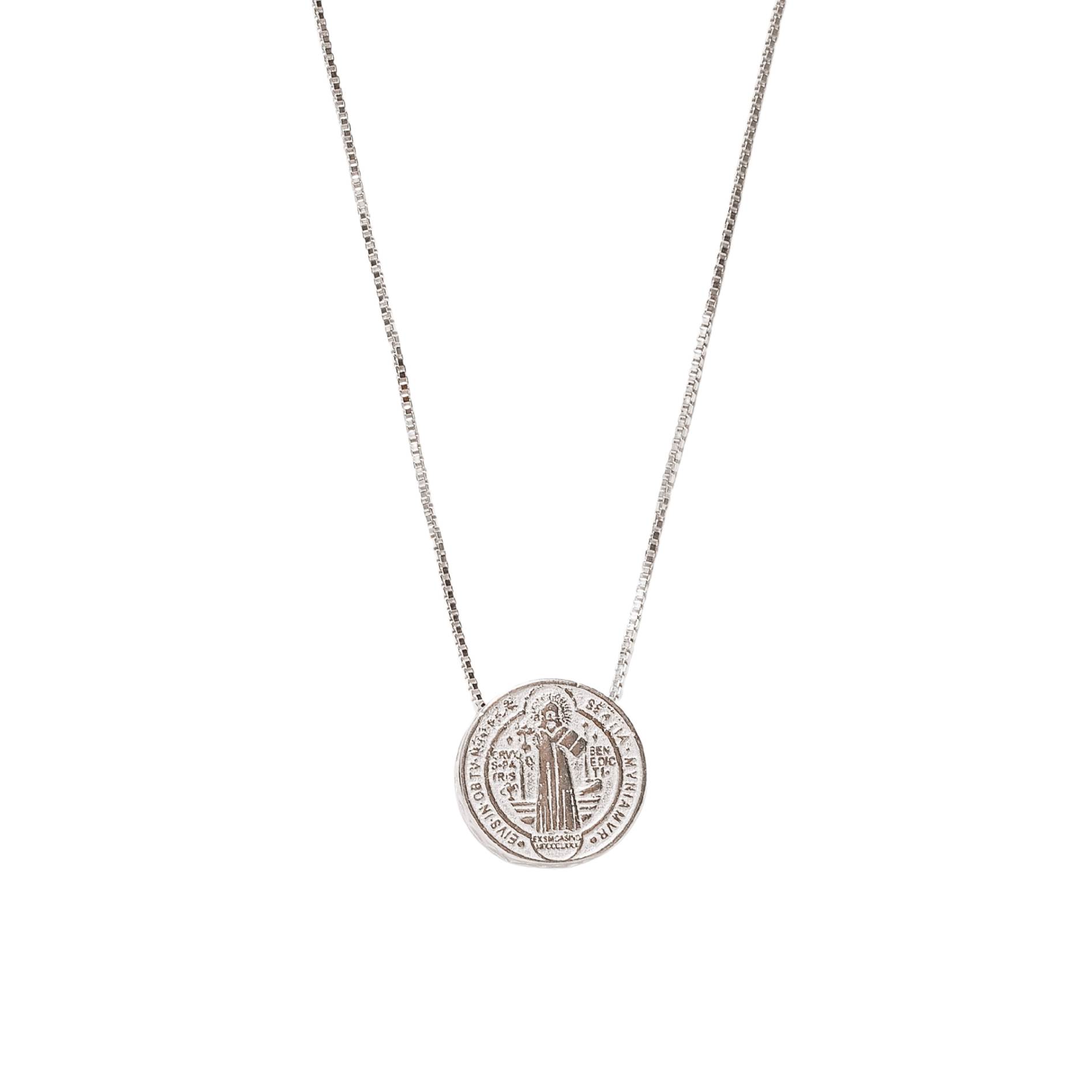 Imagem Colar medalha redonda São Bento 12mm 45cm