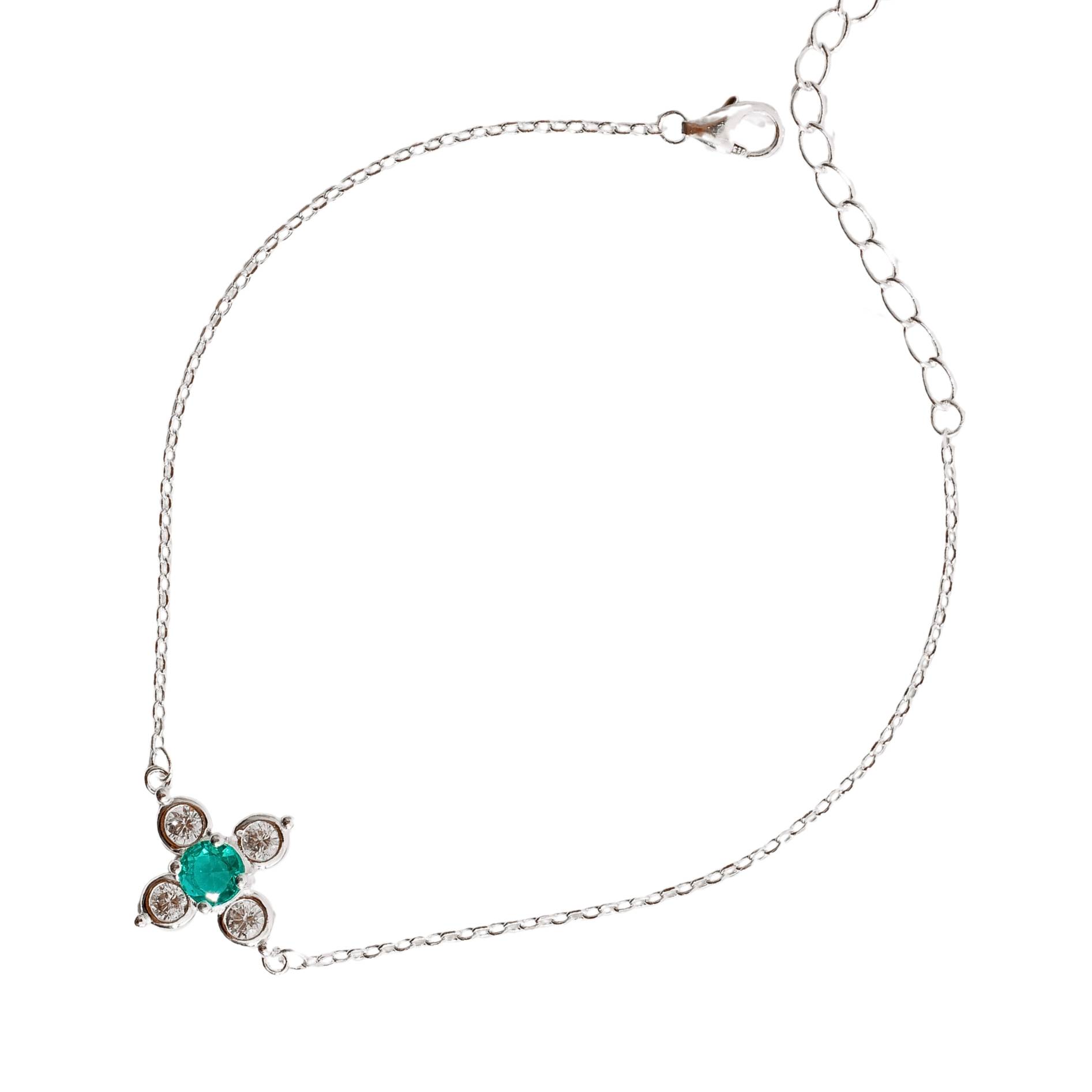 Imagem Pulseira entremeio flor com zircônias cristal e turmalina 14mm