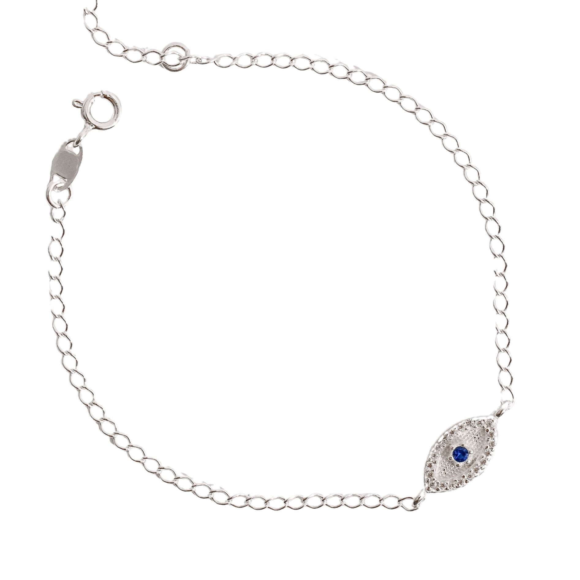 Imagem Pulseira entremeio olho cravejado detalhe zircônia azul 12mm