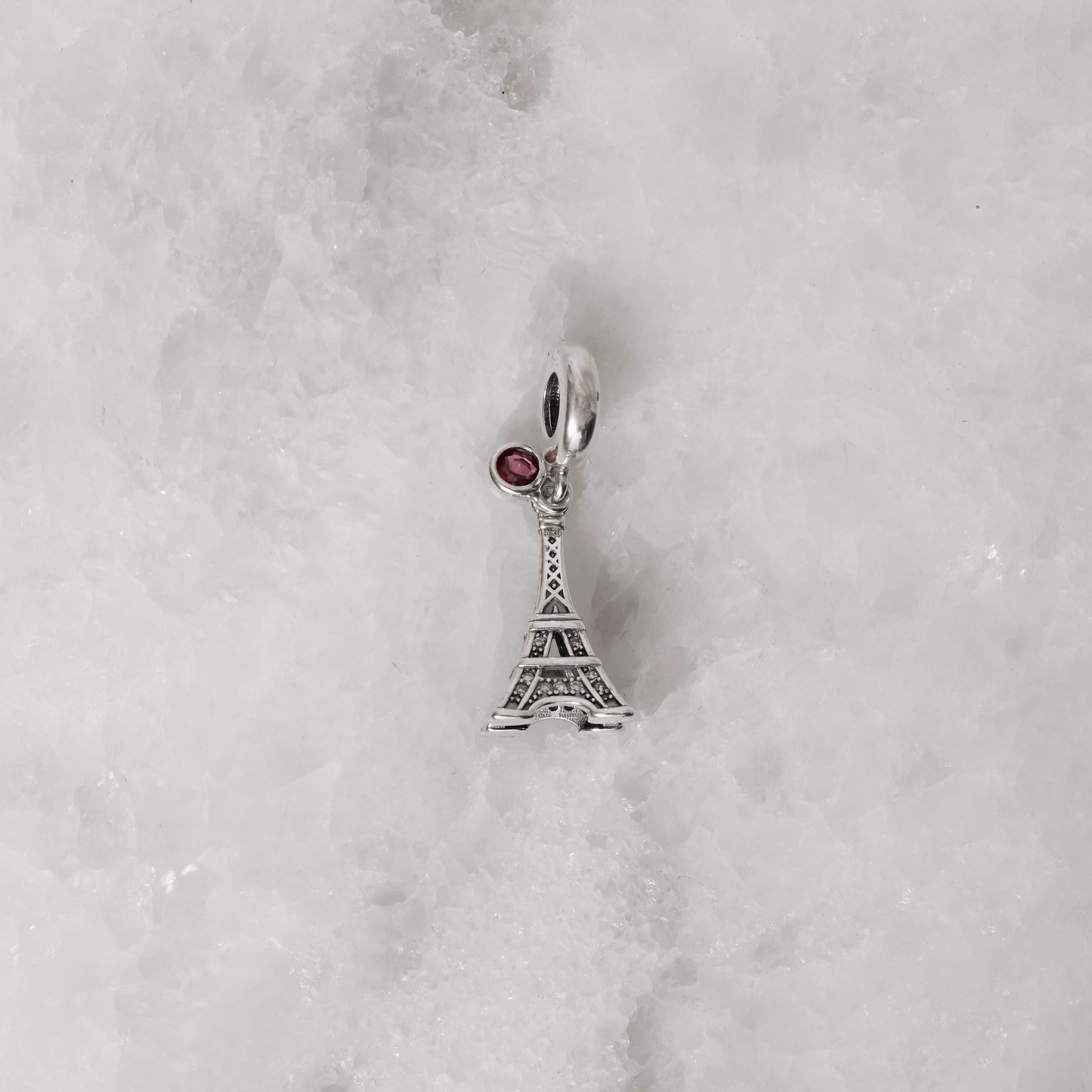 Imagem Secundária Berloque pingentes torre Eiffel com cravejado e zircônia vinho