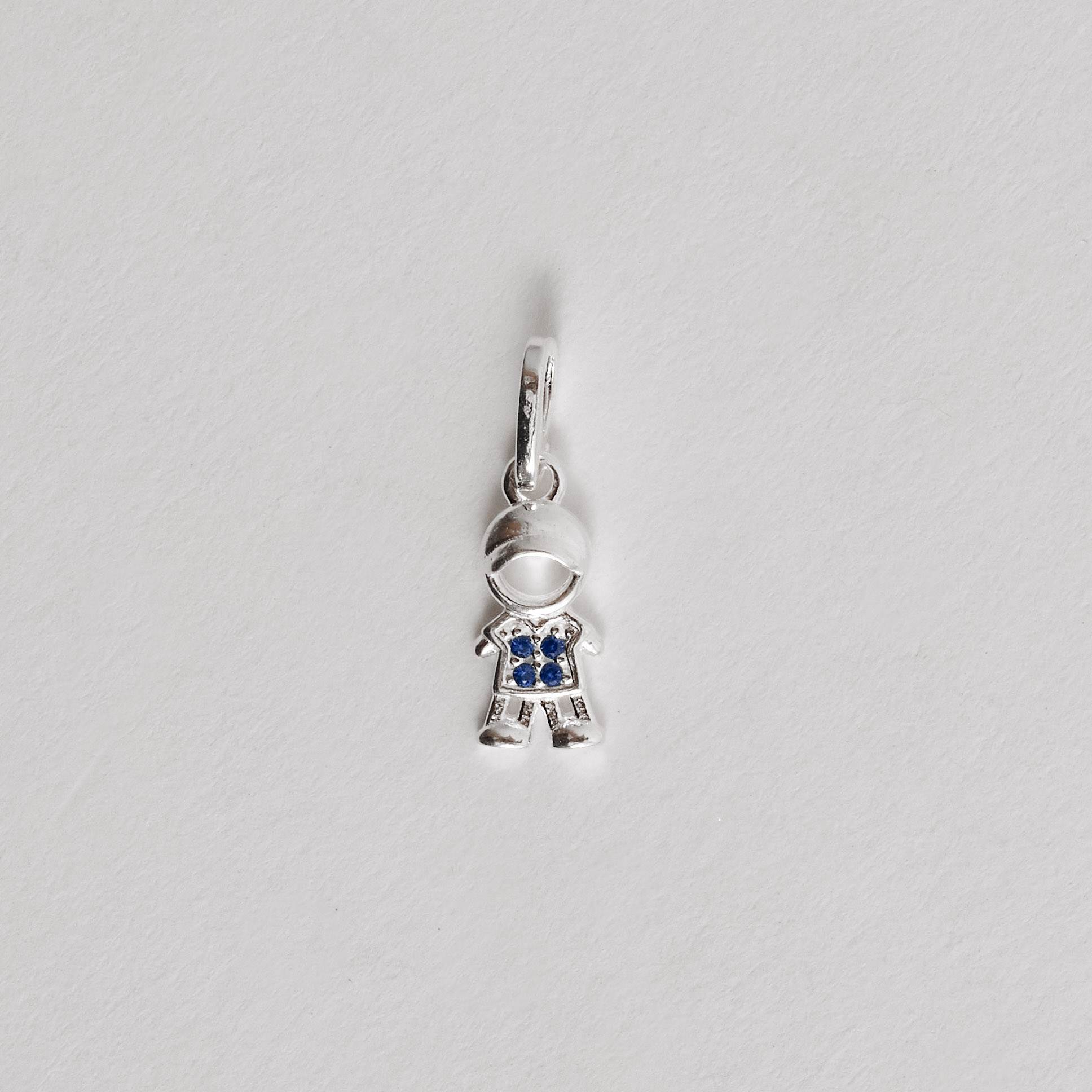 Pingente menino detalhe zircônias azul 10mm