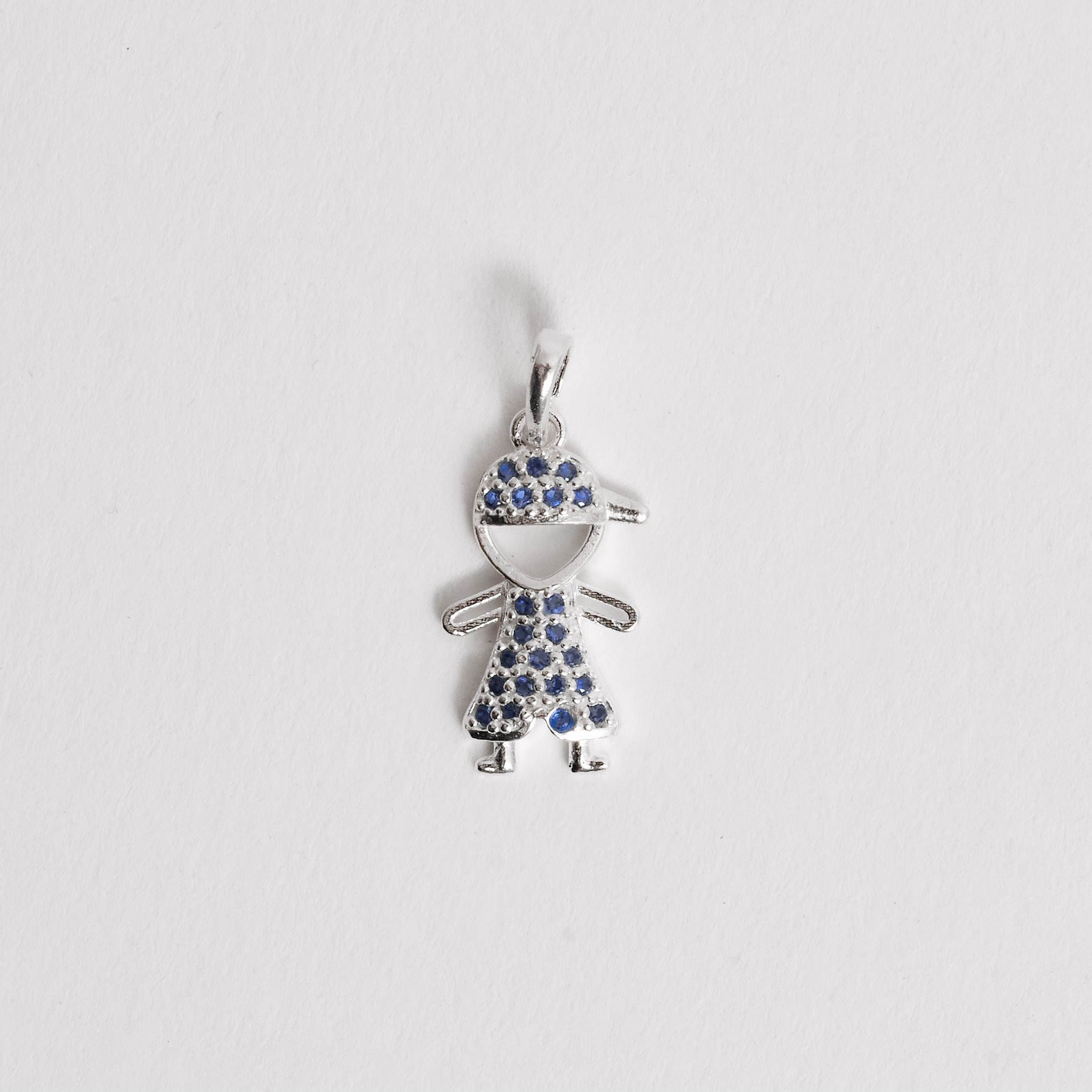 Pingente menino cravejado azul 15mm