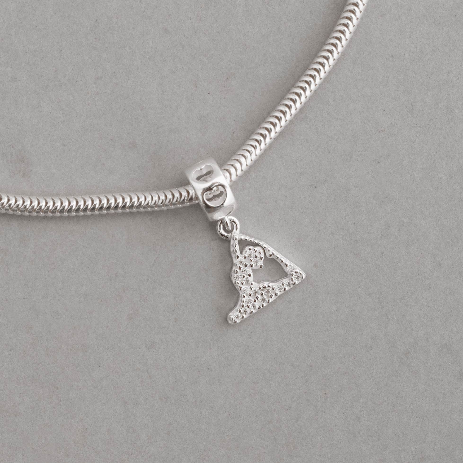 Imagem Secundária Berloque pingente yoga cravejado elo corações vazados 11mm