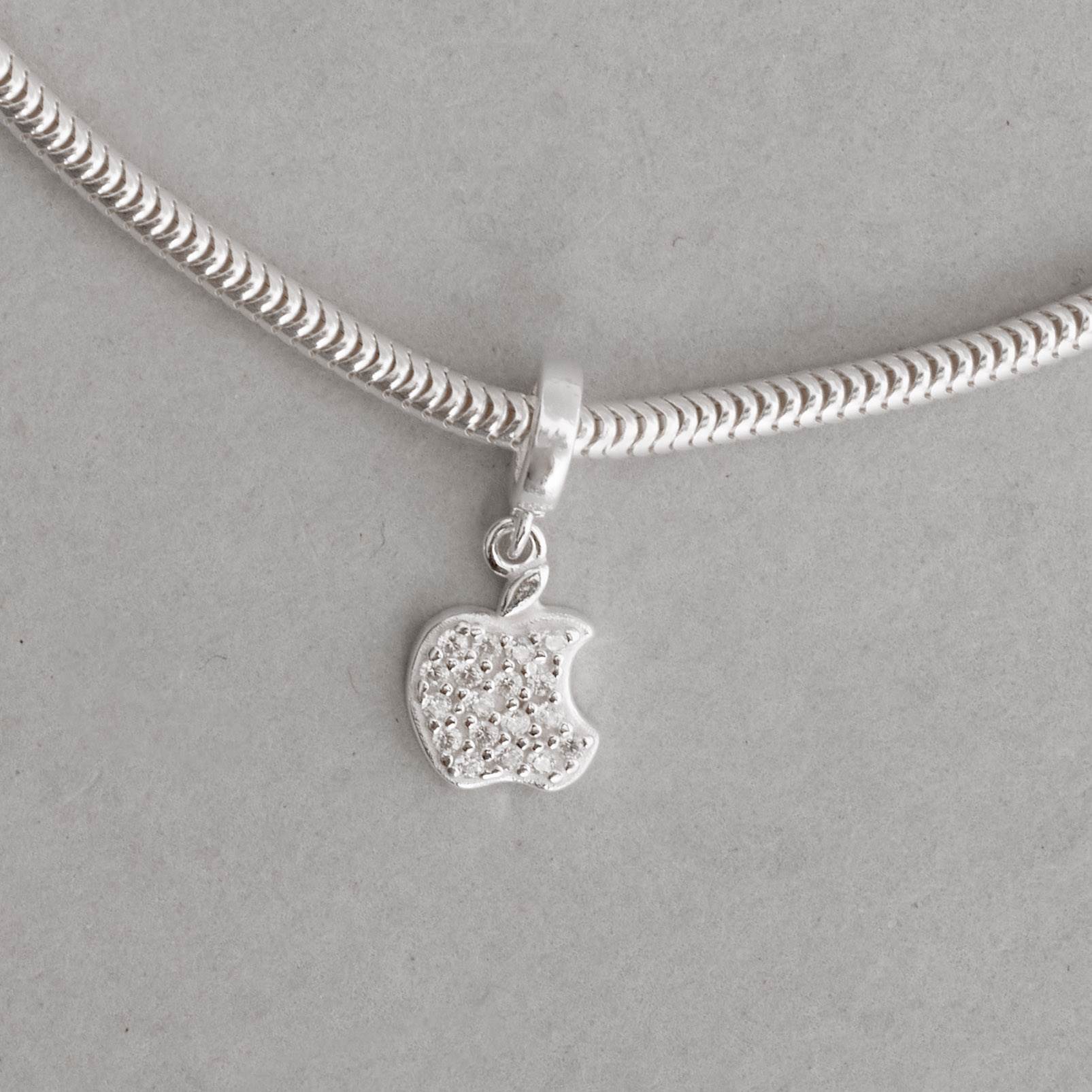 Berloque pingente maçã cravejada 10mm