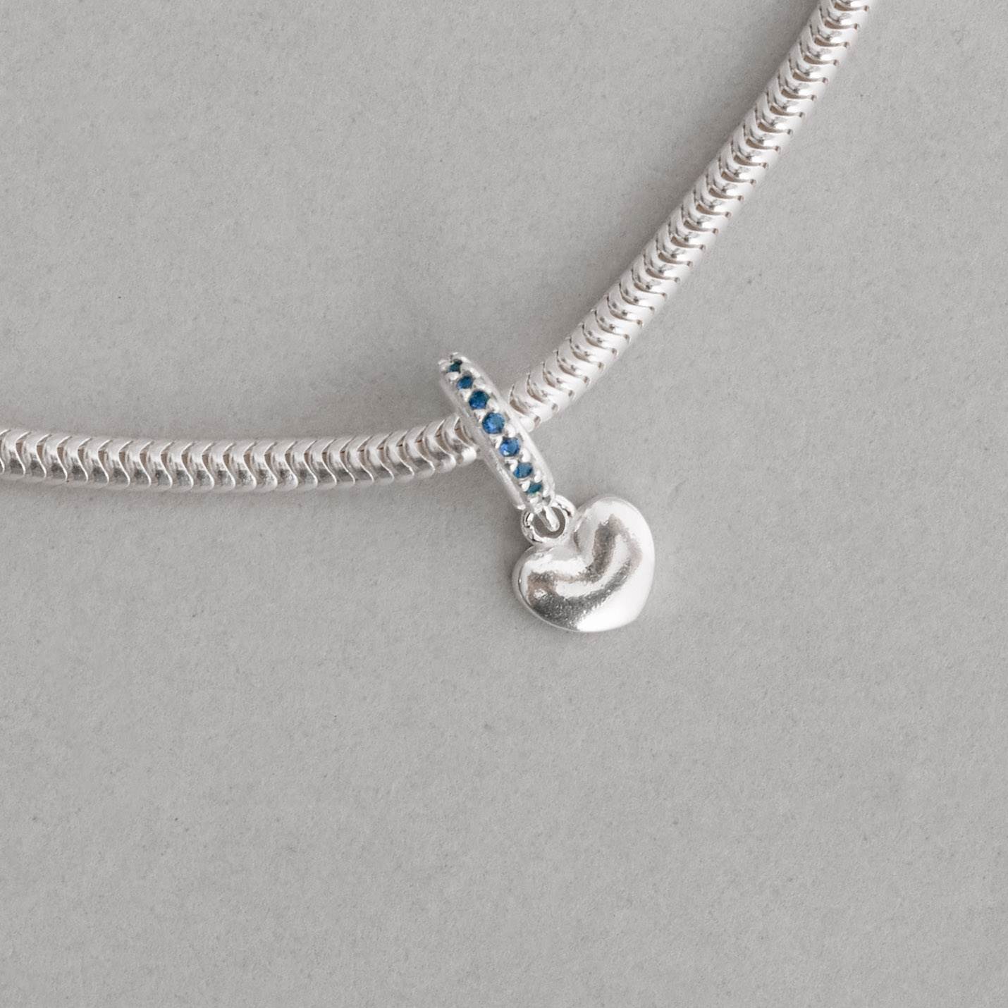 Imagem Secundária Berloque pingente coração 7mm elo cravejado azul